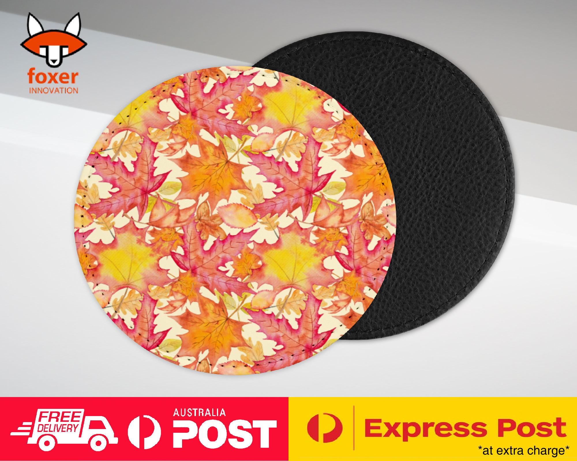 COASTER COFFEE DRINKING MAT|FALL AUTUMN LEAVES PATTERN 2