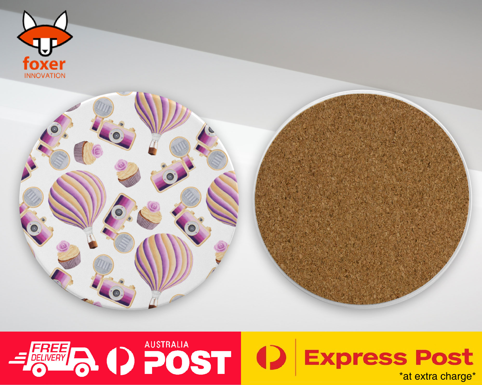 COASTER COFFEE DRINKING MAT|BALLOON & SWEETS PATTERN