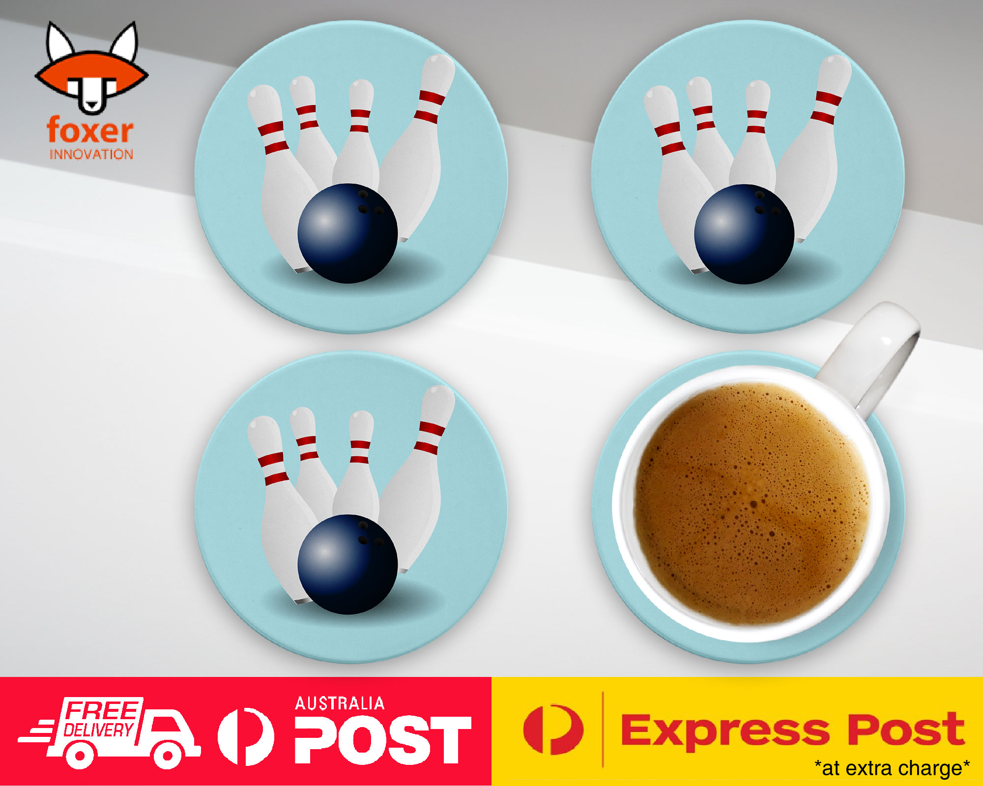 COASTER COFFEE DRINKING MAT|BOWLING 1