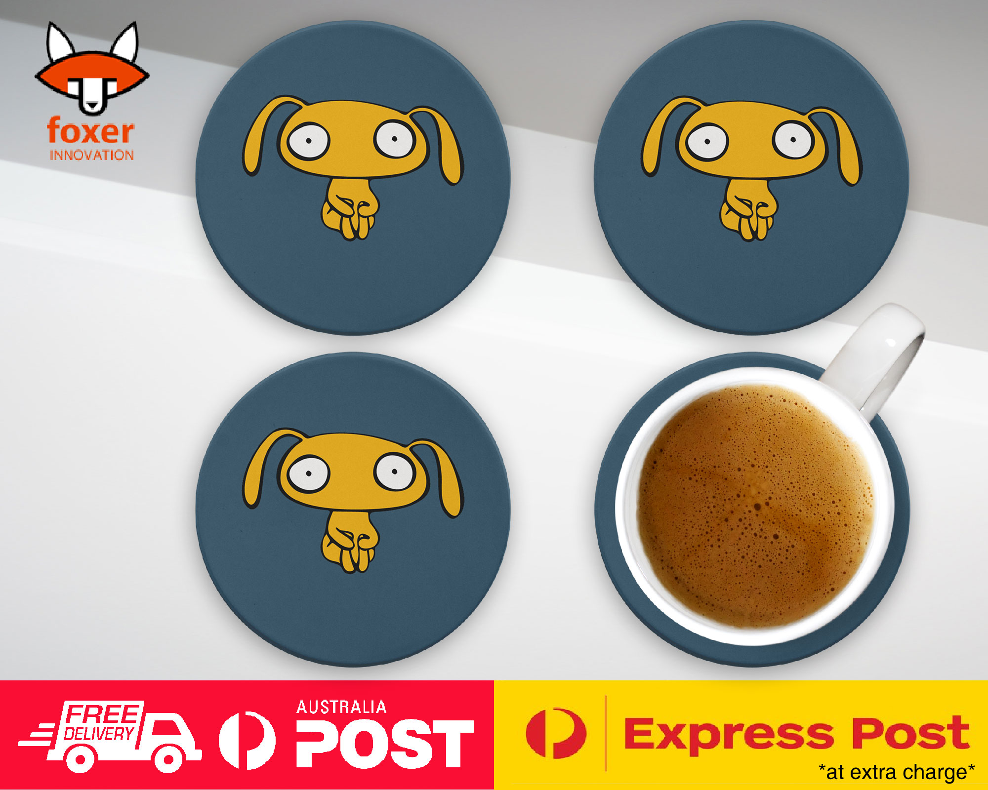 COASTER COFFEE DRINKING MAT|MINIMALIST BUNNY RABBITS 3