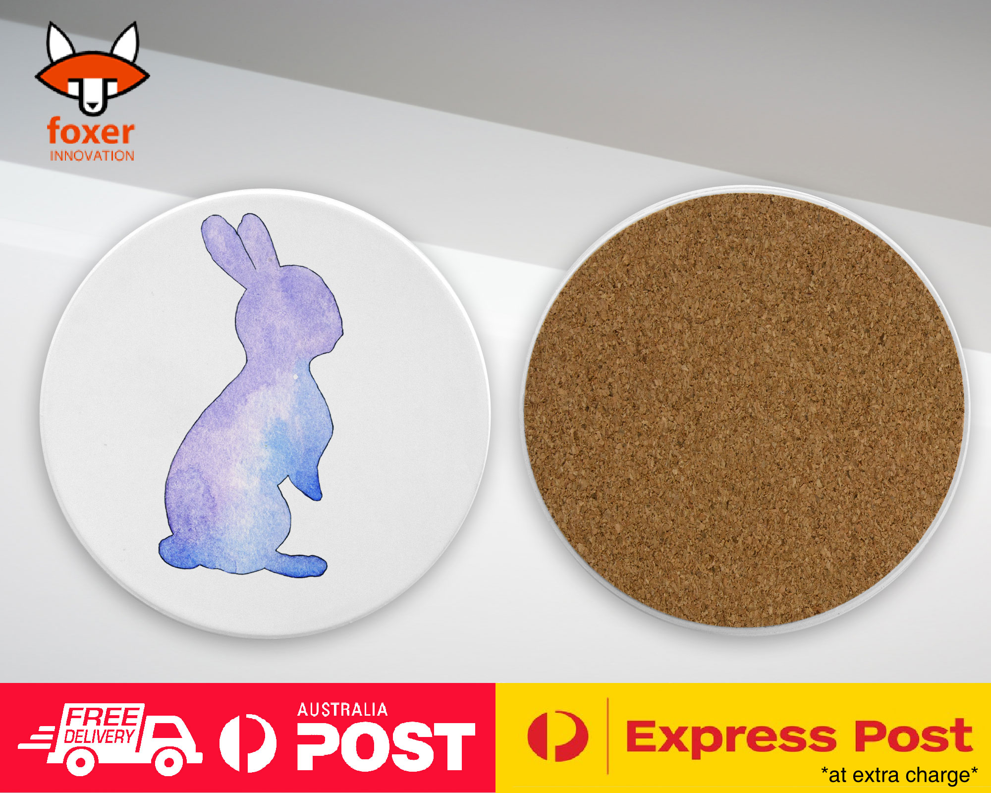 COASTER COFFEE DRINKING MAT|WATERCOLOR BUNNY RABBIT