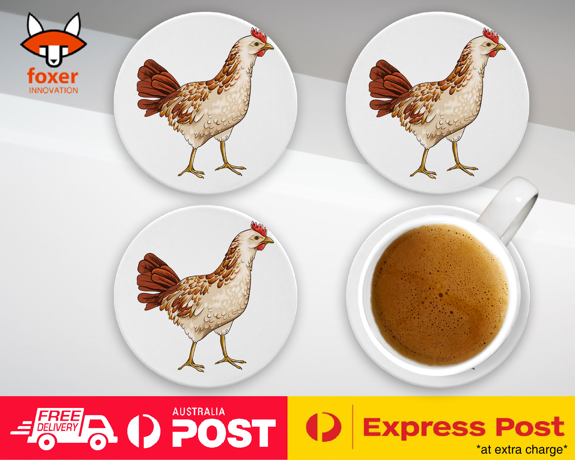 COASTER COFFEE DRINKING MAT|CHICKEN FARM BIRD - Picture 9 of 21