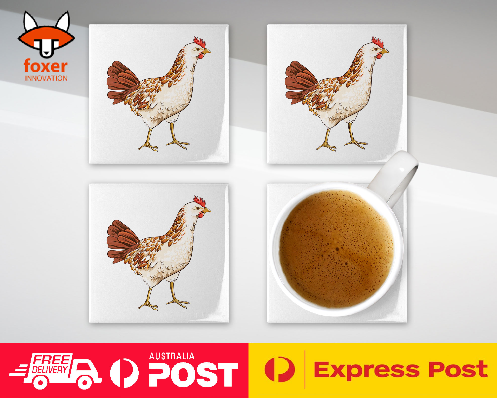 COASTER COFFEE DRINKING MAT|CHICKEN FARM BIRD - Picture 19 of 21