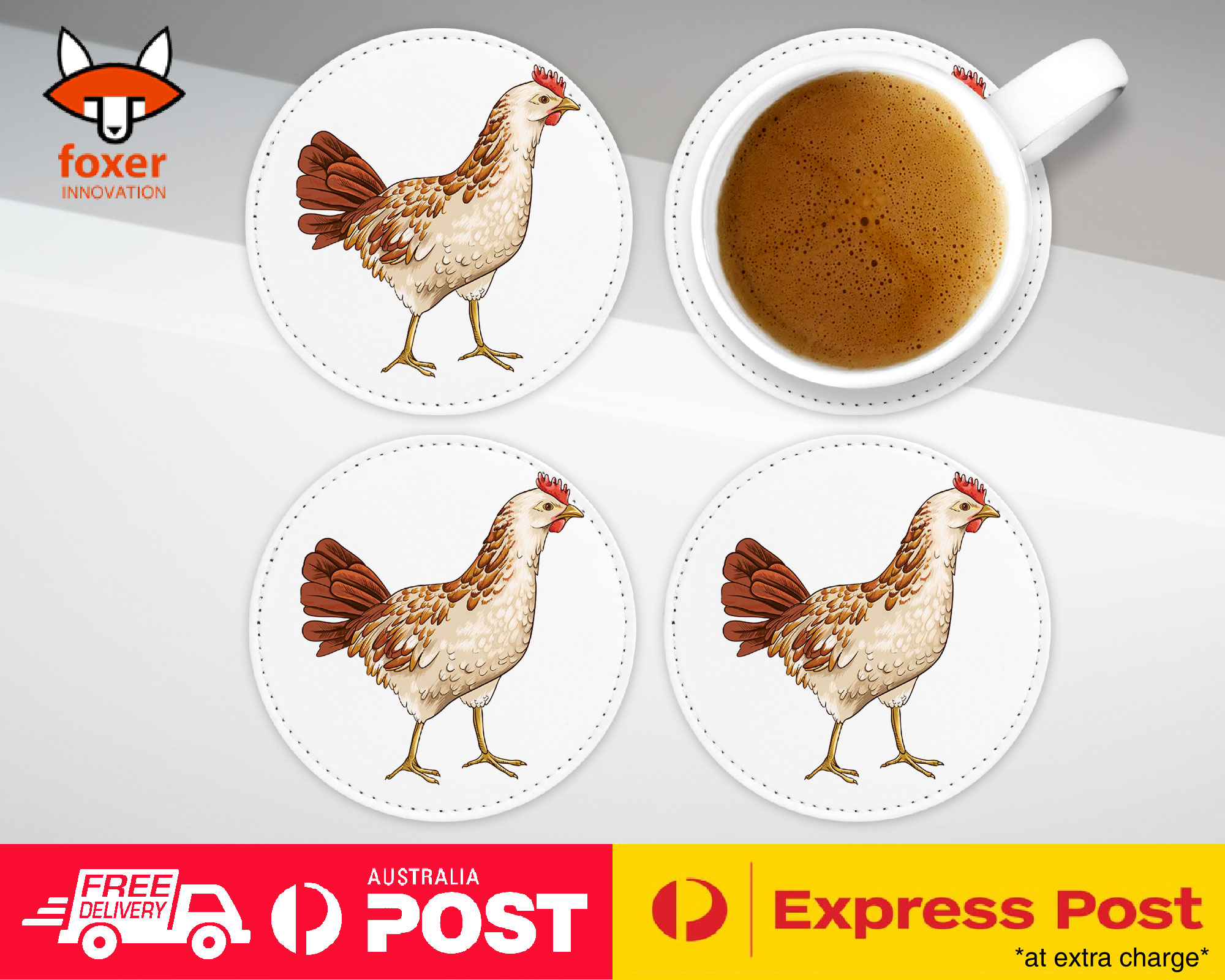 COASTER COFFEE DRINKING MAT|CHICKEN FARM BIRD - Picture 6 of 21
