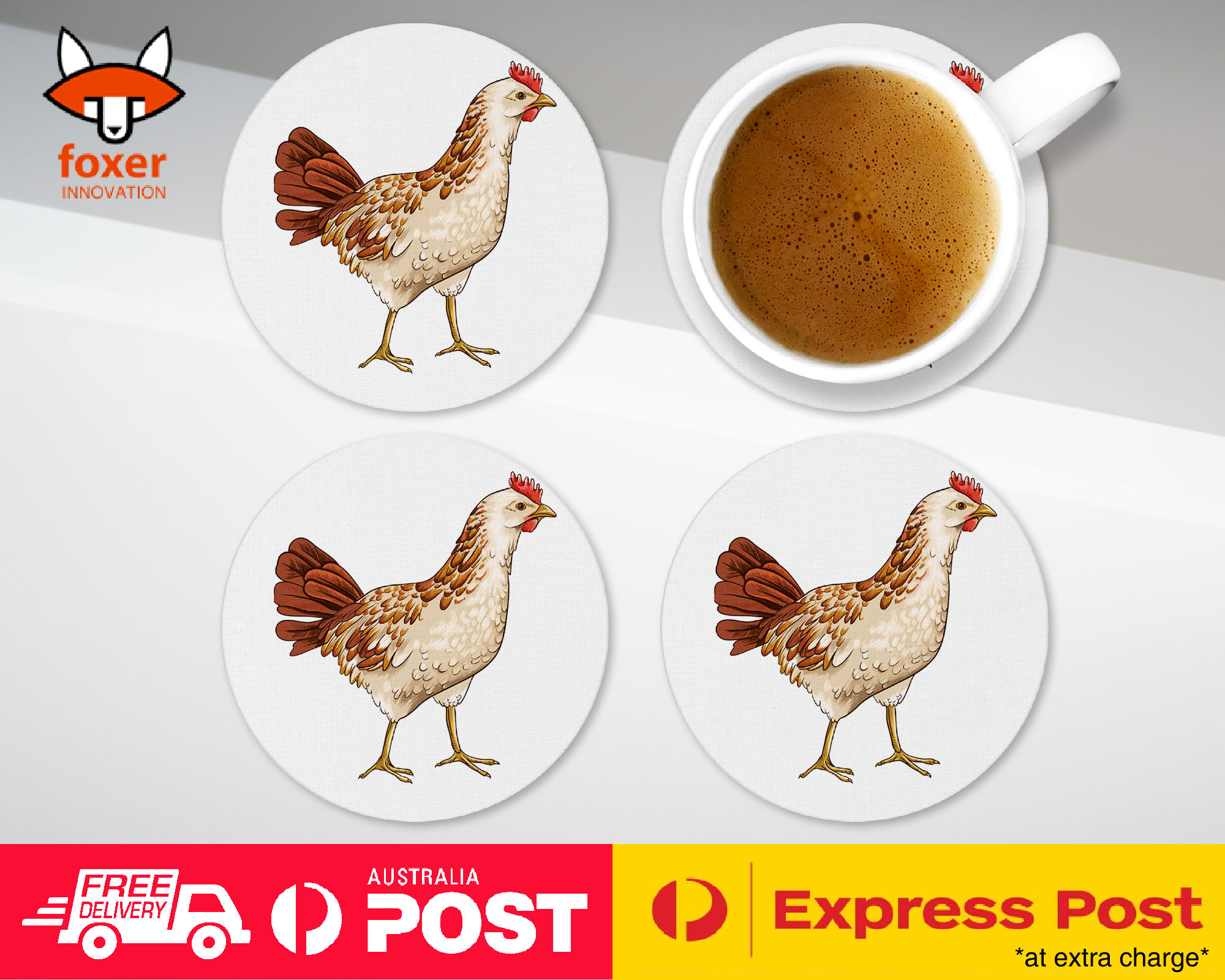 COASTER COFFEE DRINKING MAT|CHICKEN FARM BIRD - Picture 3 of 21