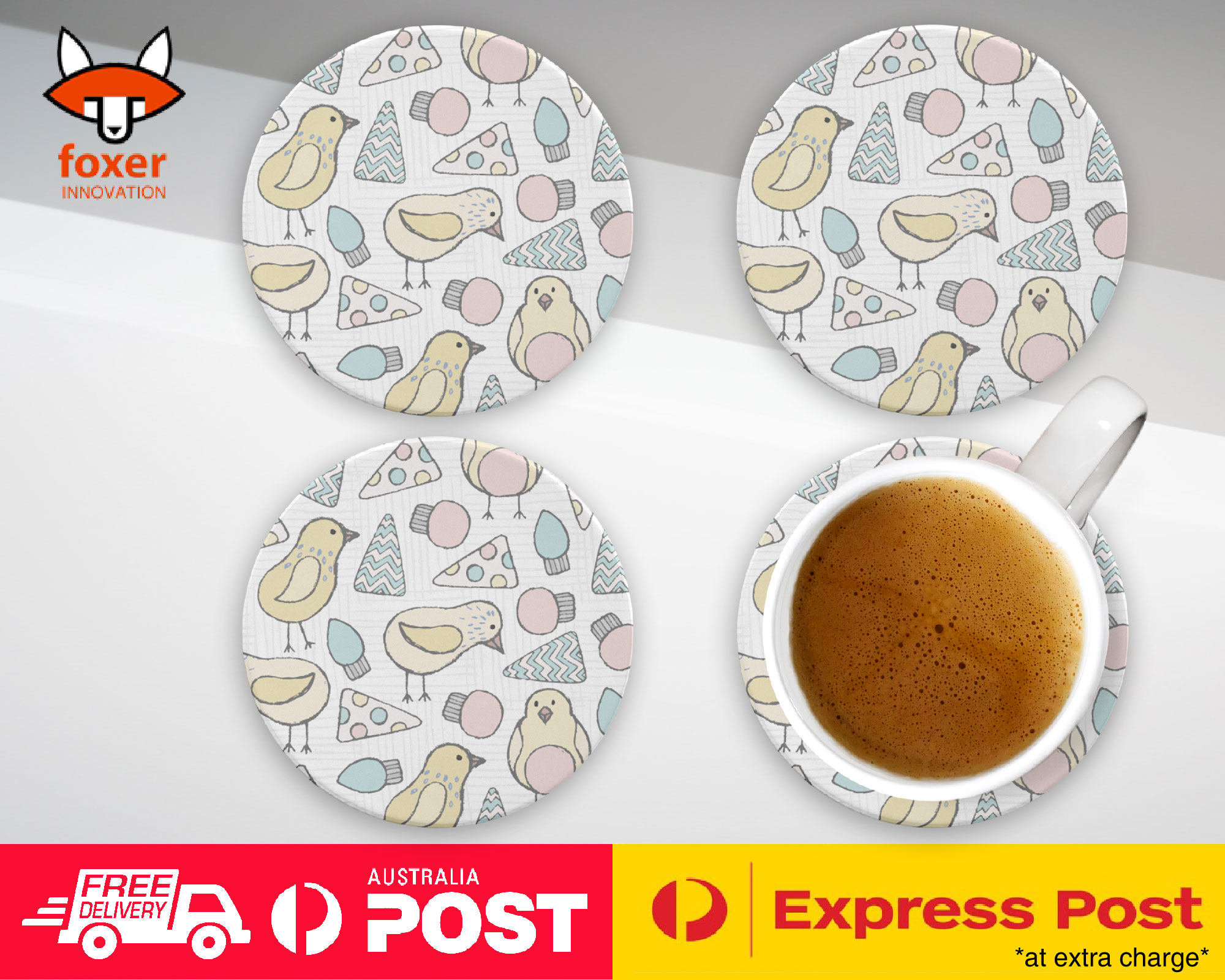 COASTER COFFEE DRINKING MAT|BABY CHICK CHICKEN PATTERN