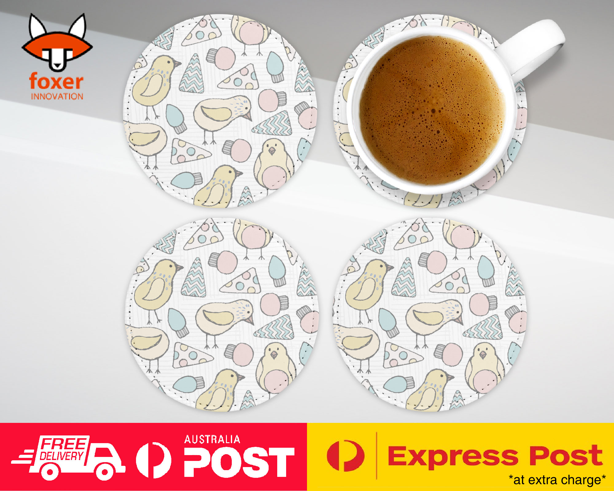 COASTER COFFEE DRINKING MAT|BABY CHICK CHICKEN PATTERN
