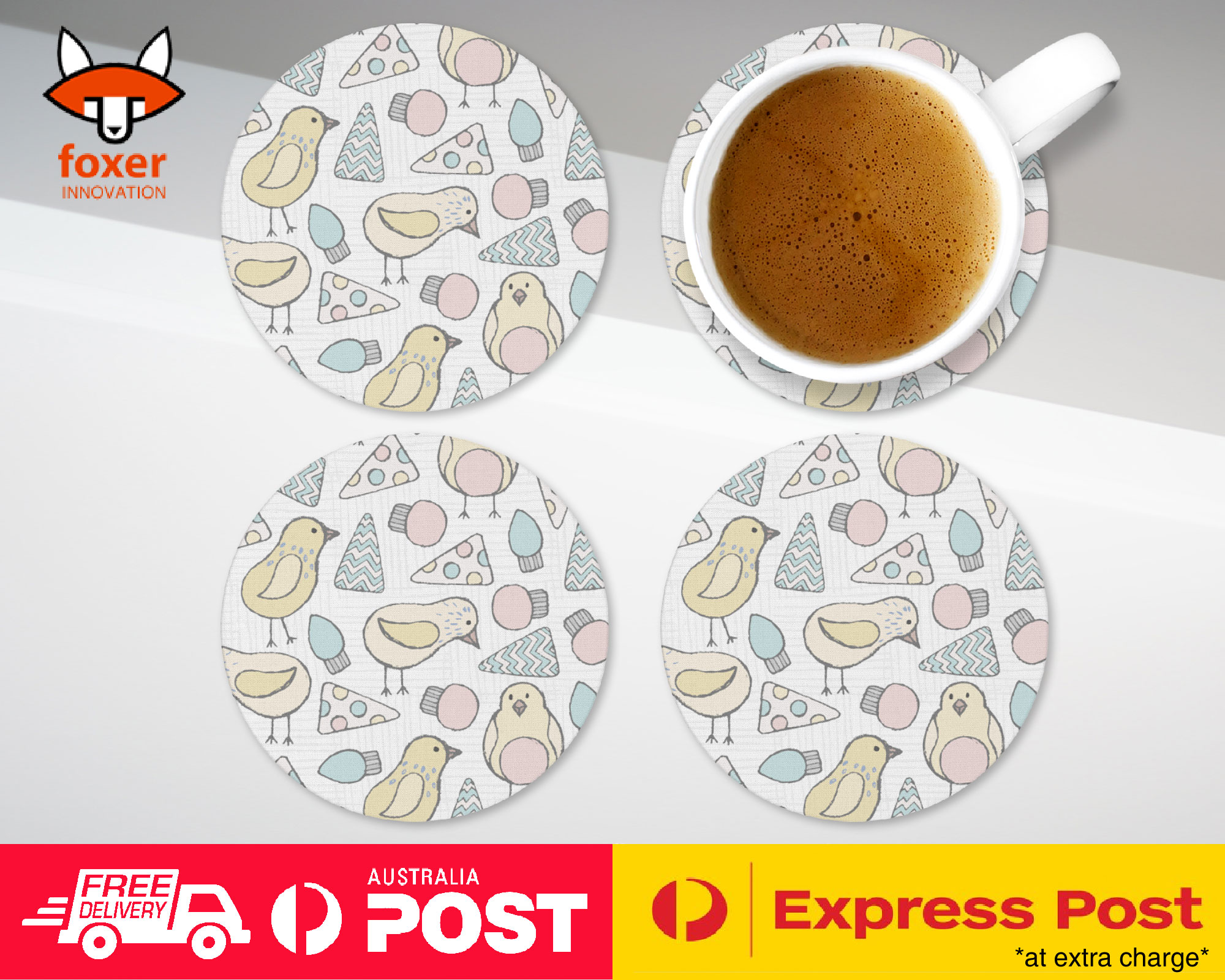 COASTER COFFEE DRINKING MAT|BABY CHICK CHICKEN PATTERN