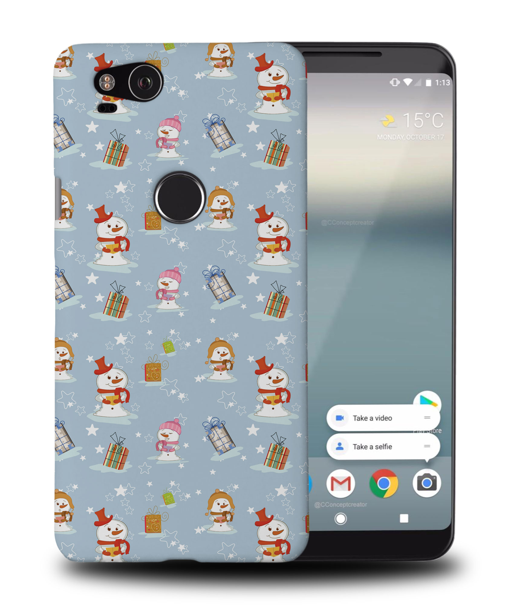 CASE COVER FOR GOOGLE PIXEL|CHRISTMAS SNOWMAN PATTERN 2 - Imagen 9 de 11