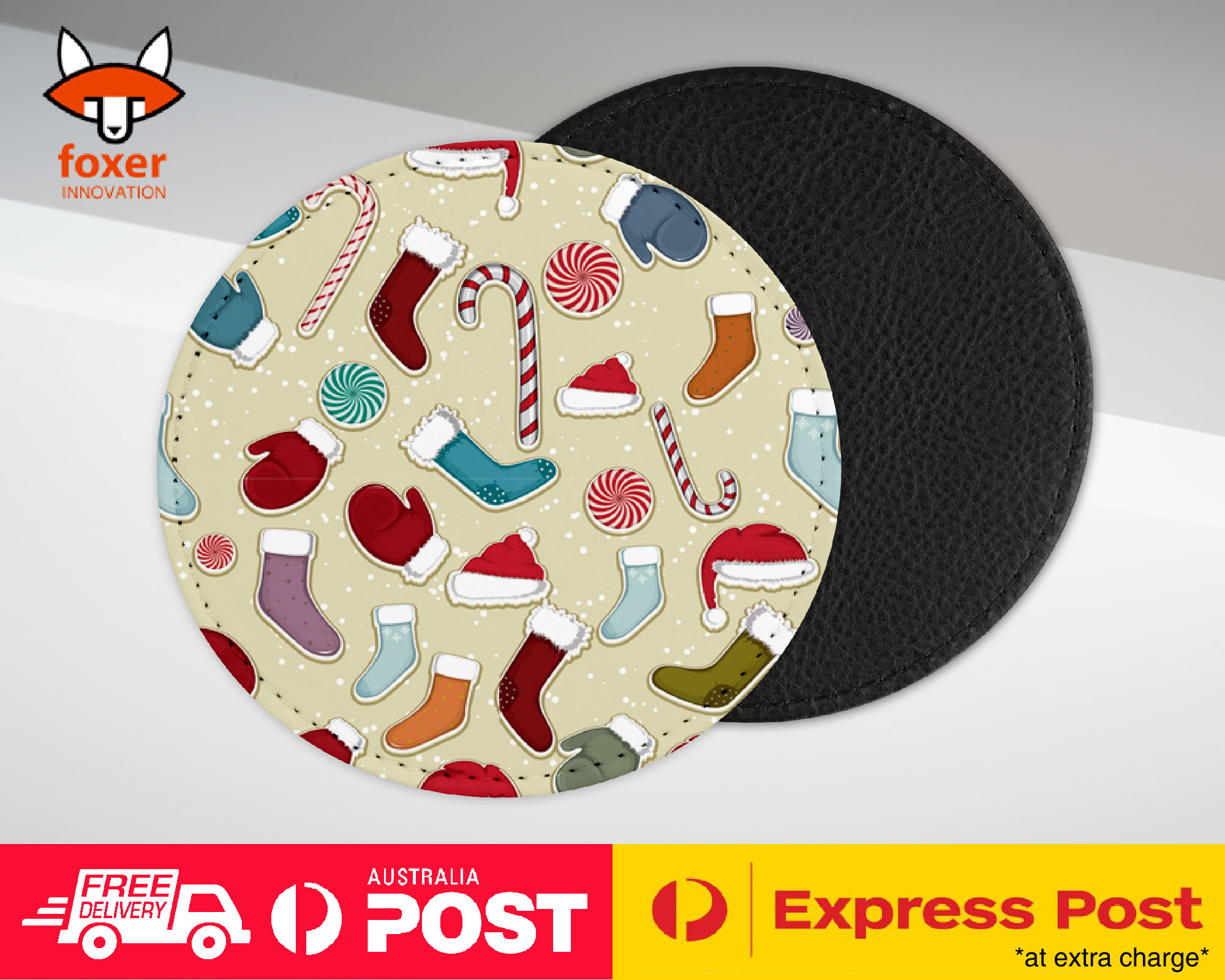 COASTER COFFEE DRINKING MAT|CHRISTMAS STOCKINGS PATTERN 3