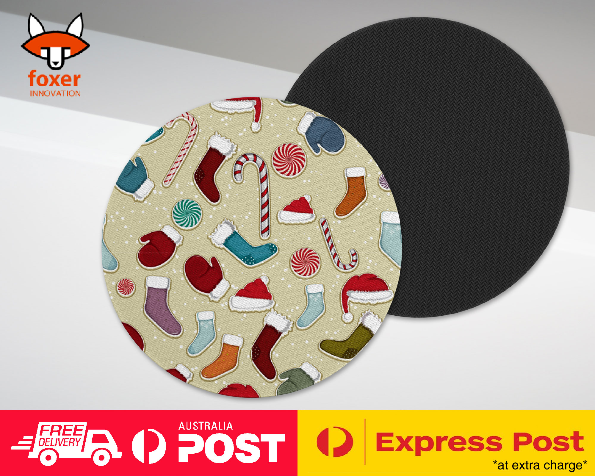 COASTER COFFEE DRINKING MAT|CHRISTMAS STOCKINGS PATTERN 3