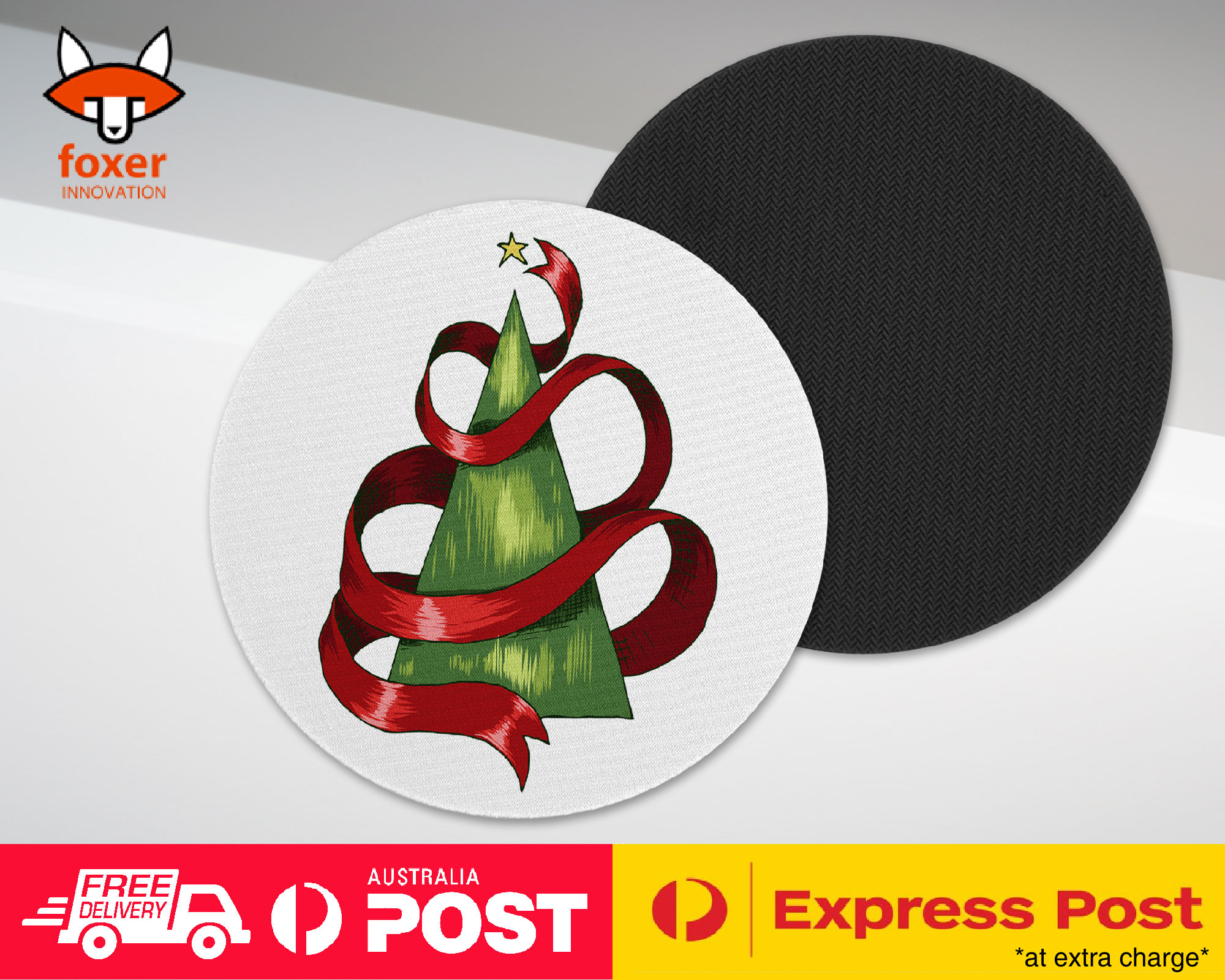 COASTER COFFEE DRINKING MAT|CHRISTMAS TREE WITH RIBBON