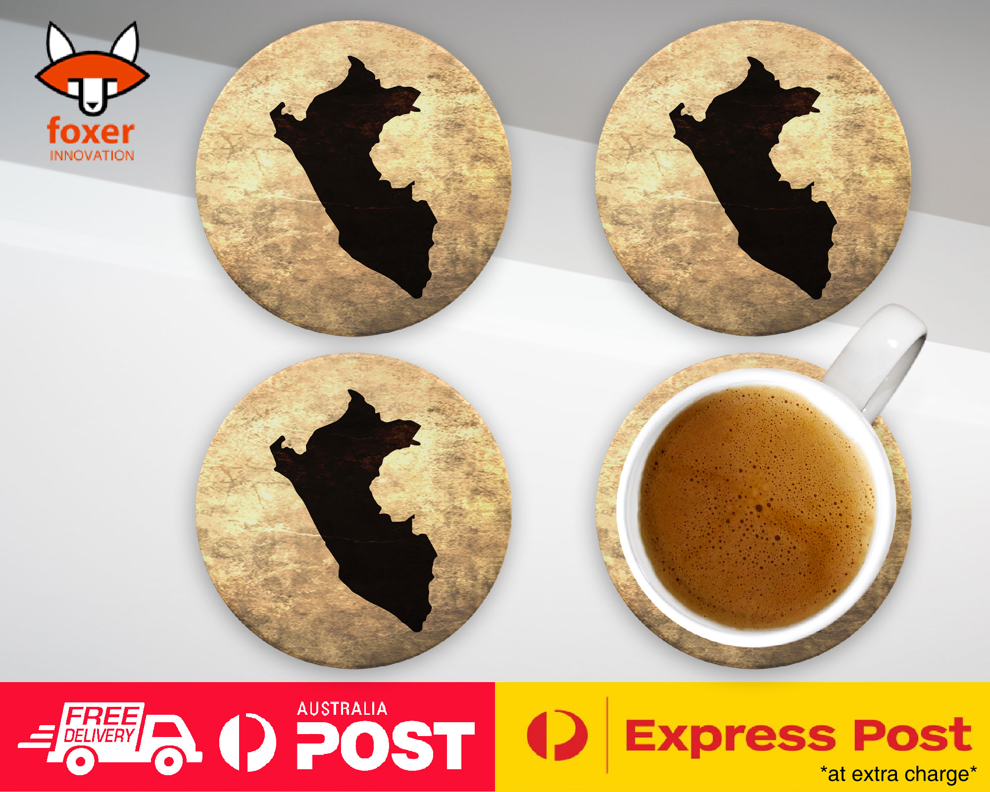 COASTER COFFEE DRINKING MAT|PERU NATIONAL COUNTRY