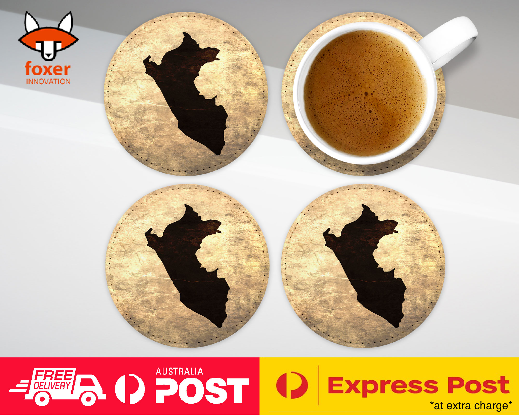 COASTER COFFEE DRINKING MAT|PERU NATIONAL COUNTRY
