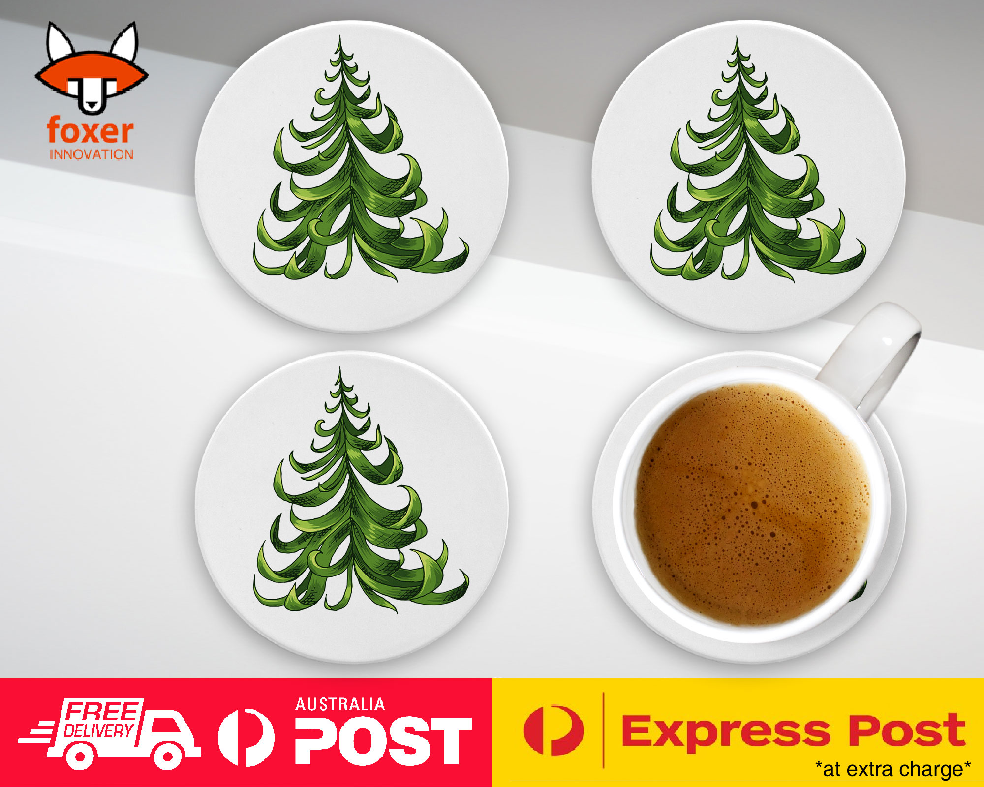 COASTER COFFEE DRINKING MAT|CHRISTMAS TREE 7