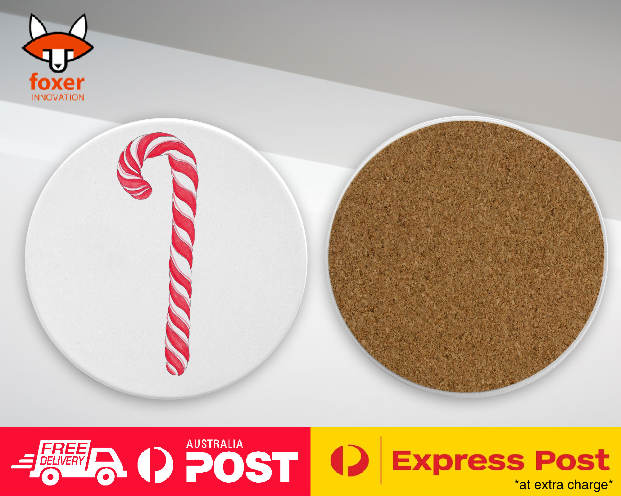COASTER COFFEE DRINKING MAT|CHRISTMAS CANDY CANE