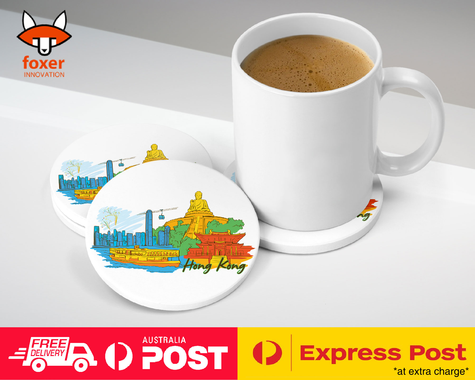 COASTER COFFEE DRINKING MAT|HONG KONG CITY