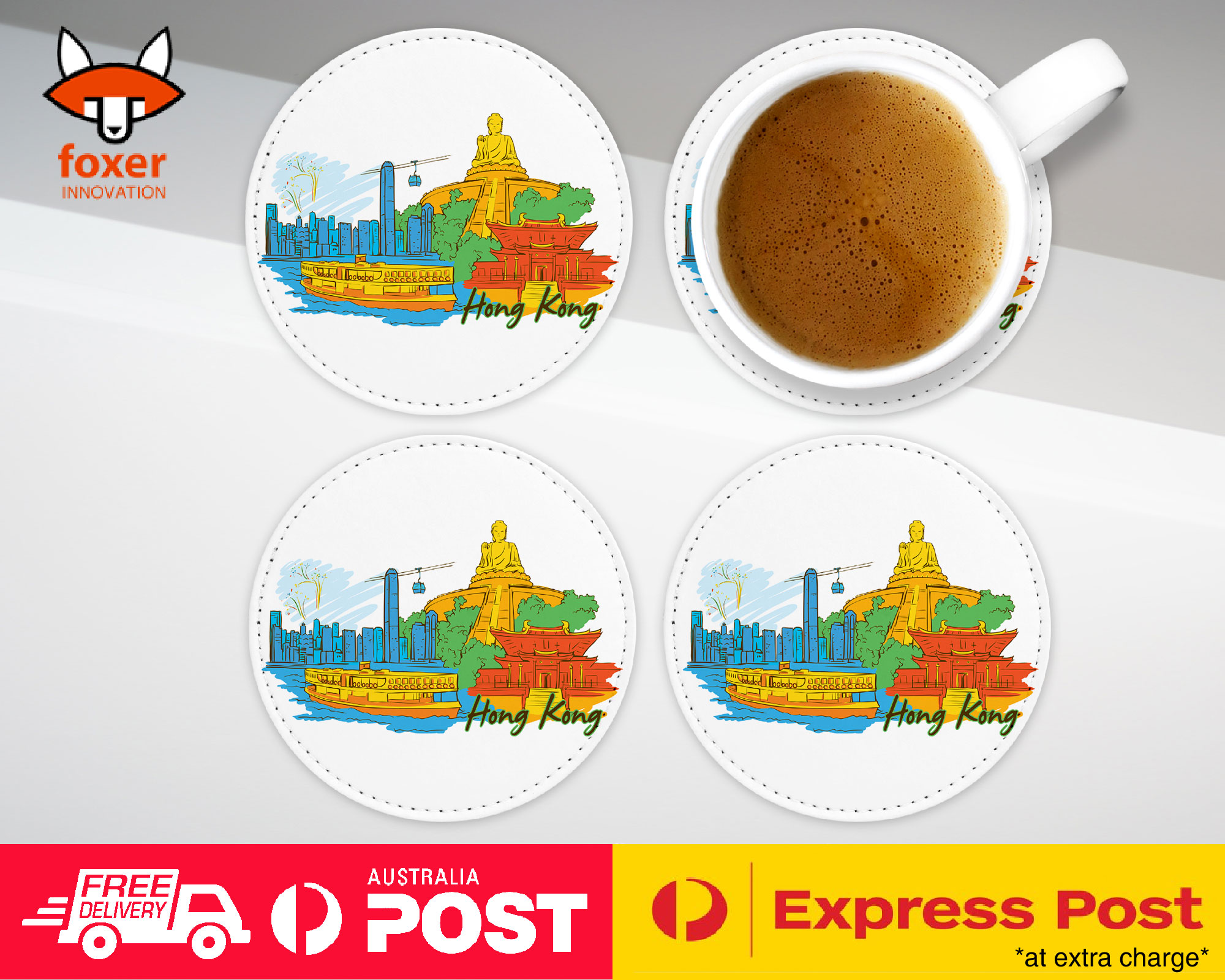 COASTER COFFEE DRINKING MAT|HONG KONG CITY