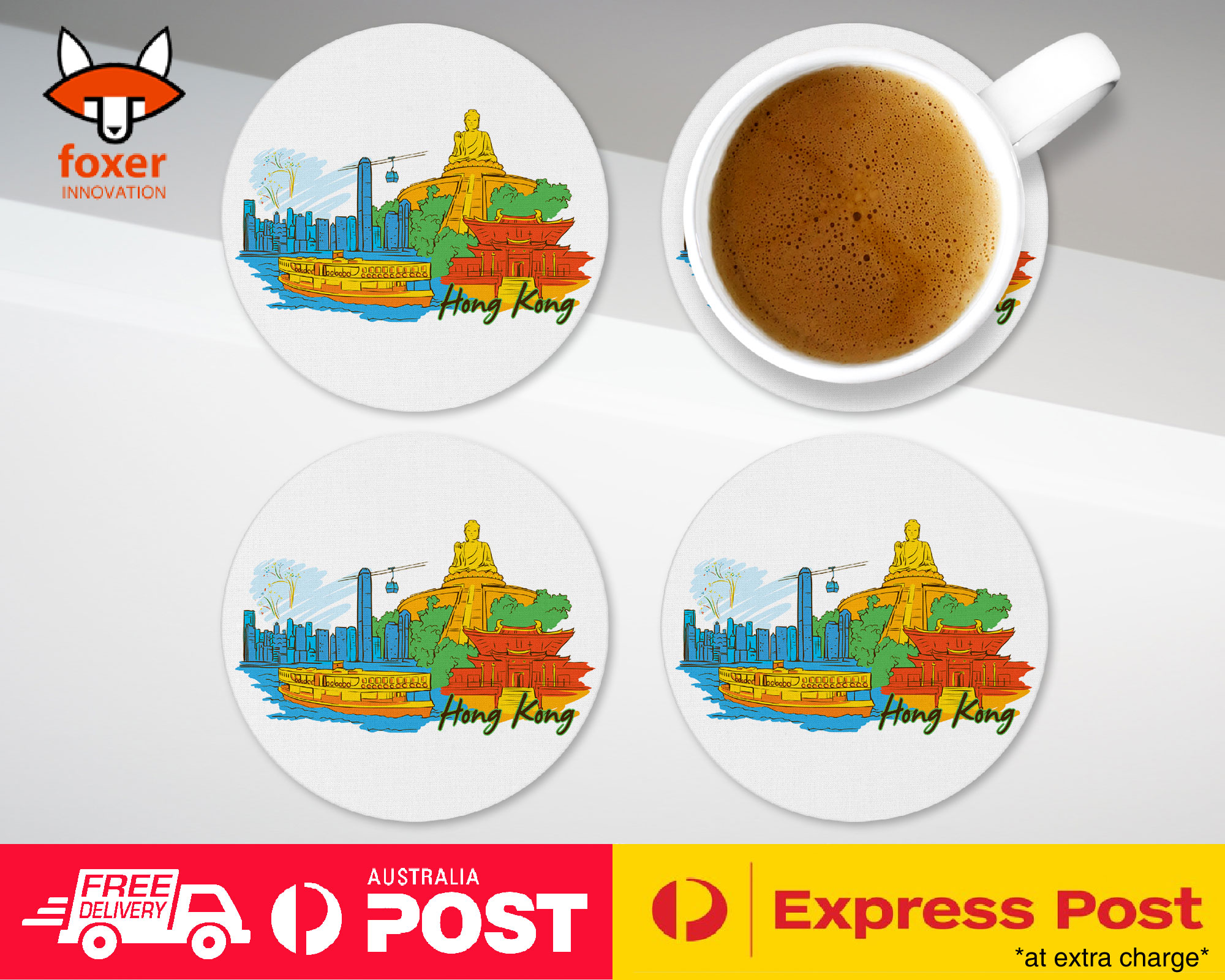 COASTER COFFEE DRINKING MAT|HONG KONG CITY