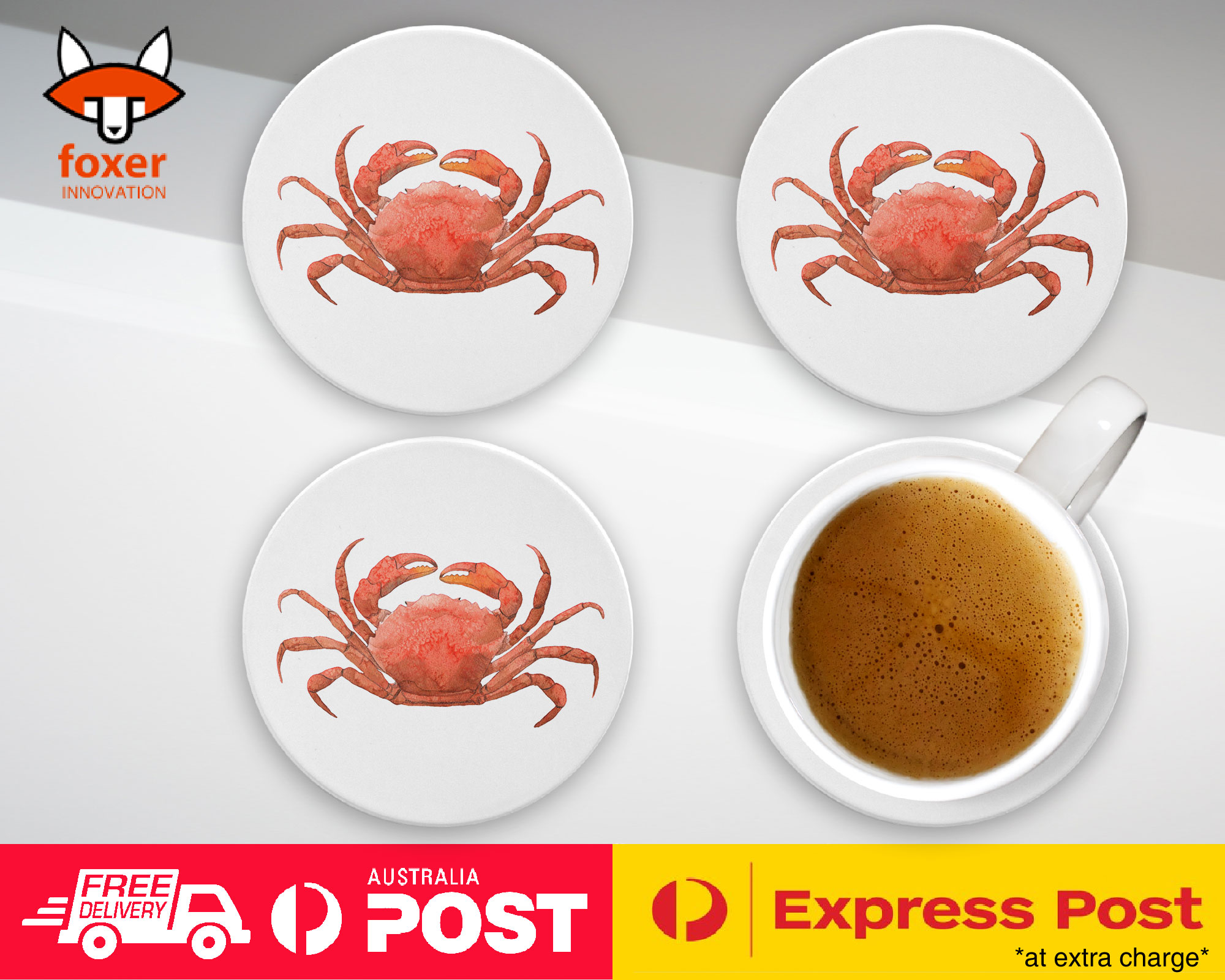 COASTER COFFEE DRINKING MAT|WATERCOLOR CRAB