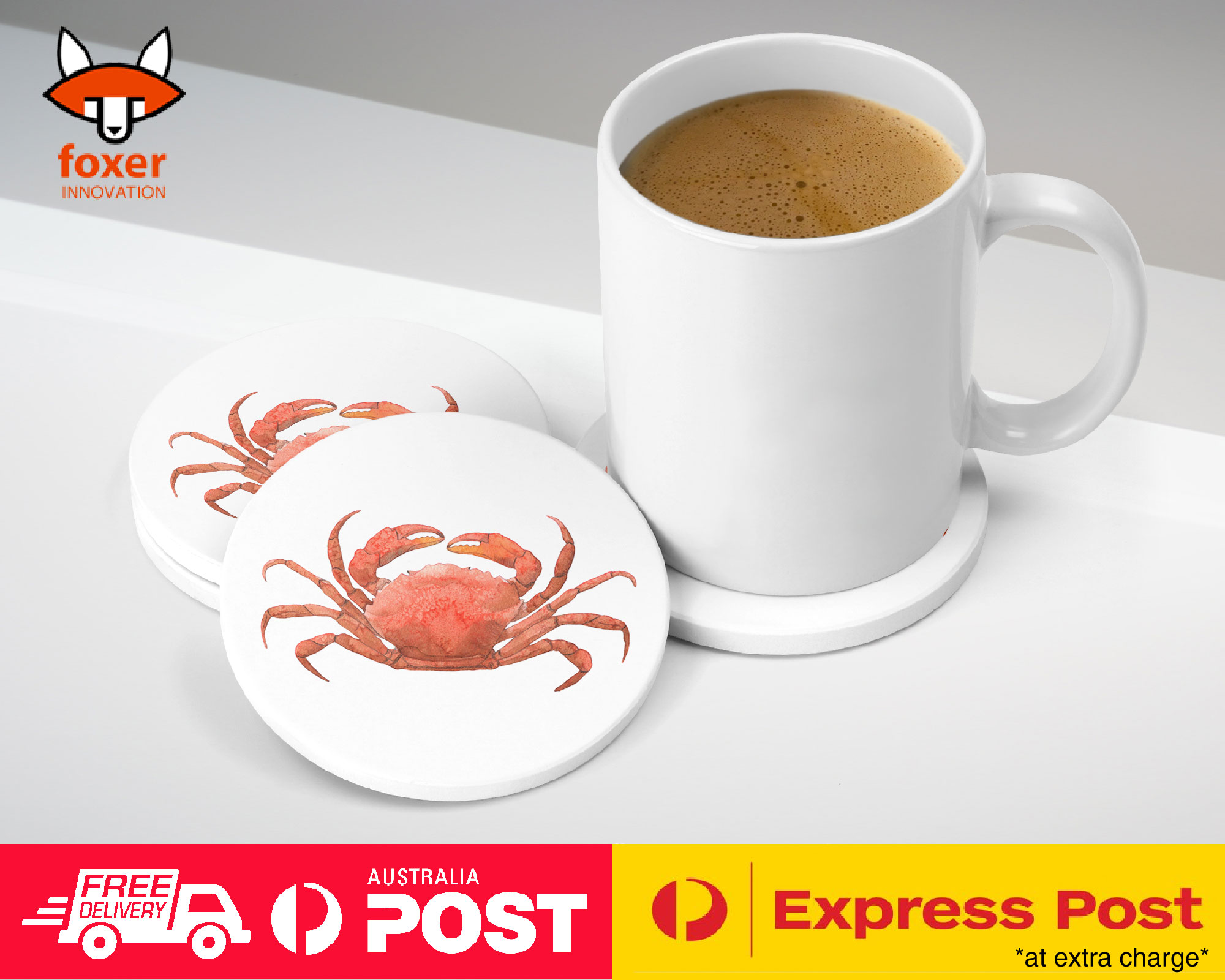 COASTER COFFEE DRINKING MAT|WATERCOLOR CRAB