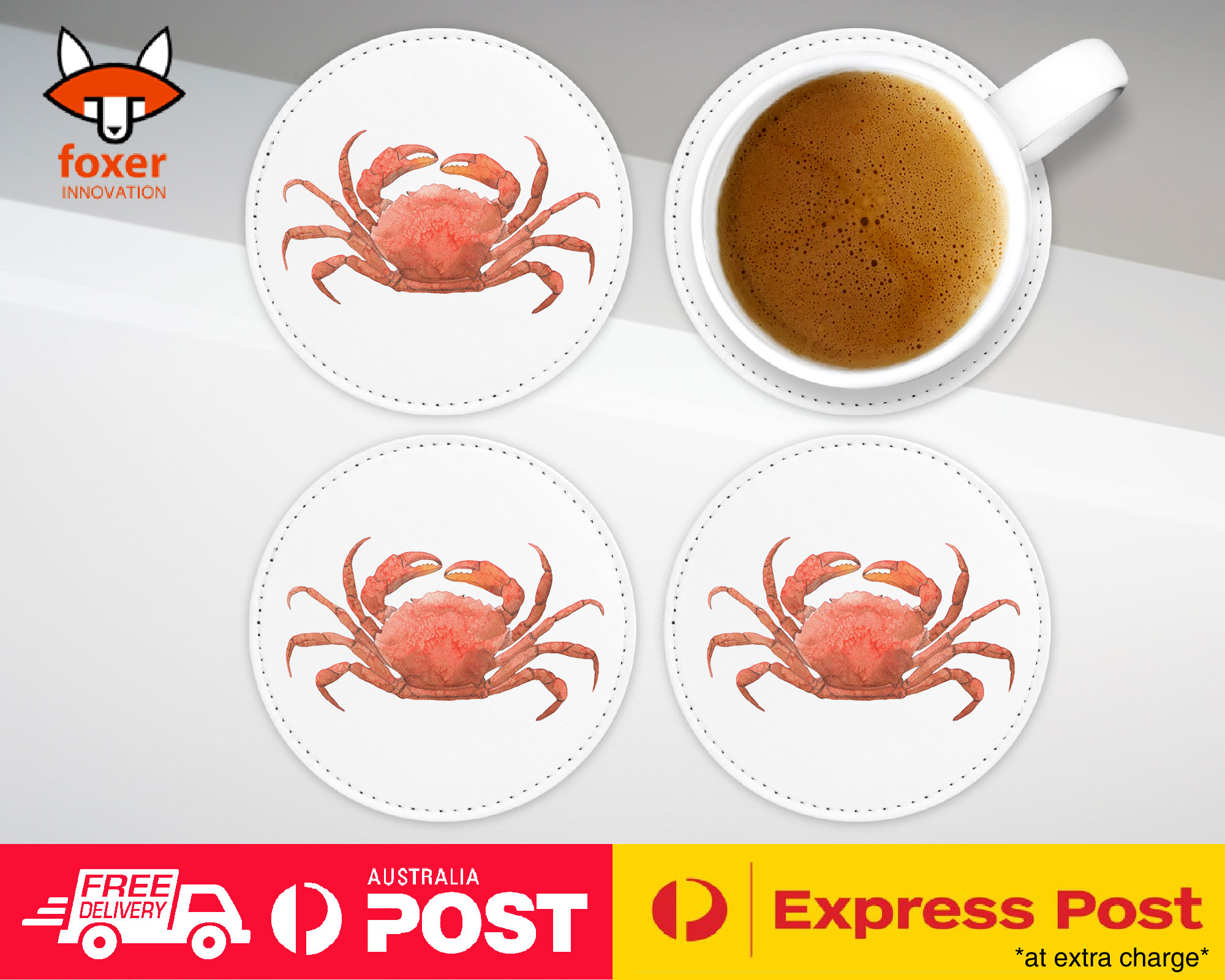 COASTER COFFEE DRINKING MAT|WATERCOLOR CRAB