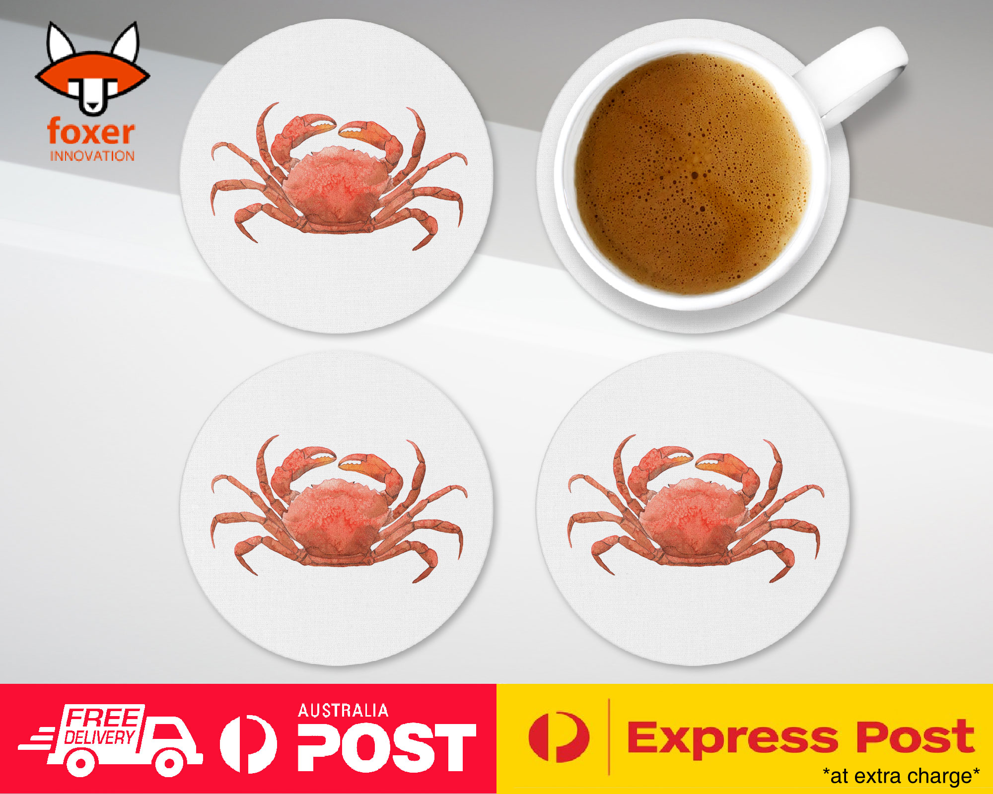 COASTER COFFEE DRINKING MAT|WATERCOLOR CRAB