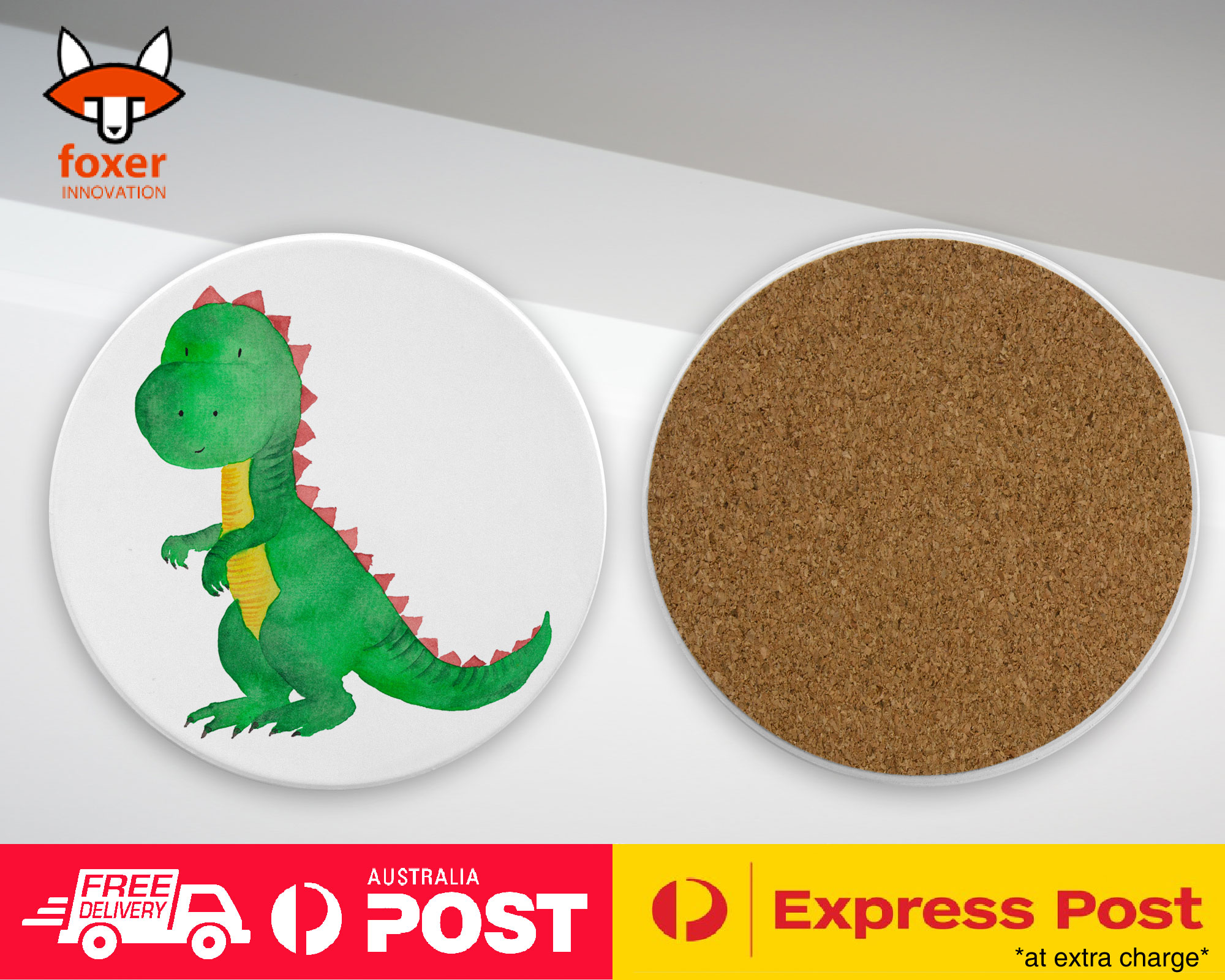 COASTER COFFEE DRINKING MAT|WATERCOLOR DINOSAUR