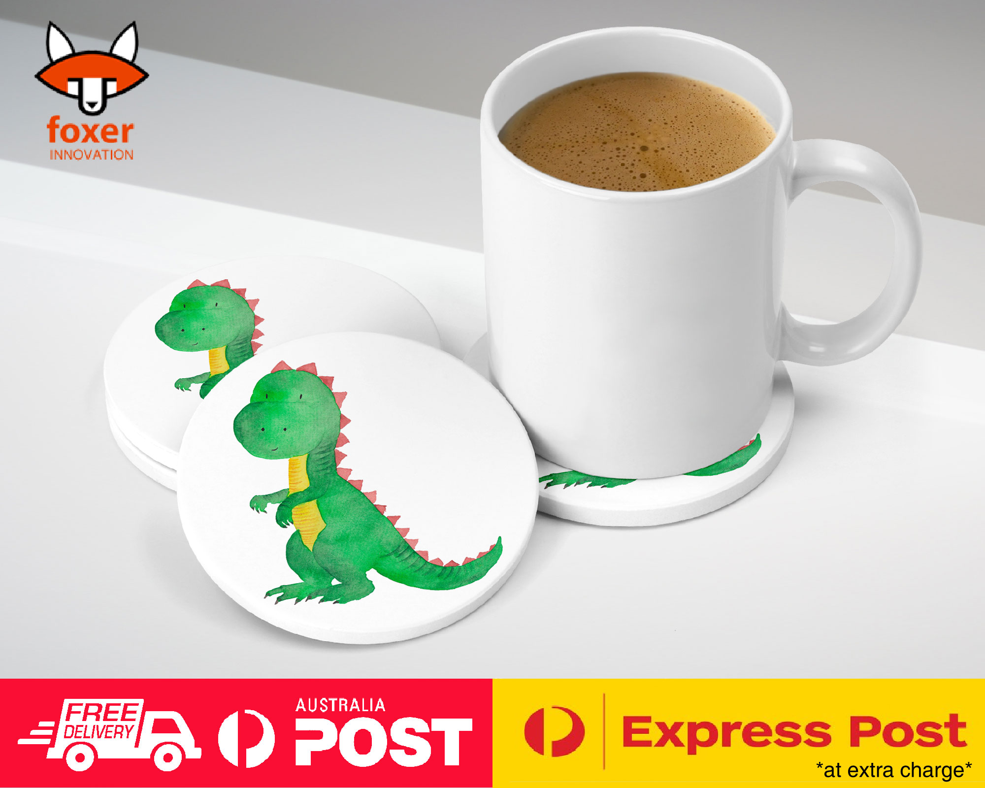 COASTER COFFEE DRINKING MAT|WATERCOLOR DINOSAUR