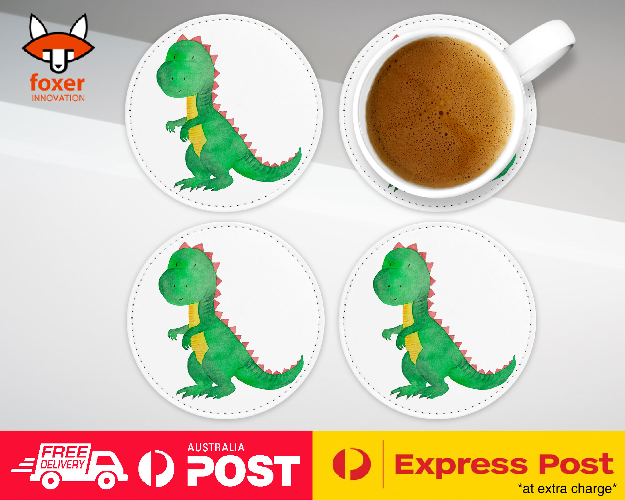 COASTER COFFEE DRINKING MAT|WATERCOLOR DINOSAUR
