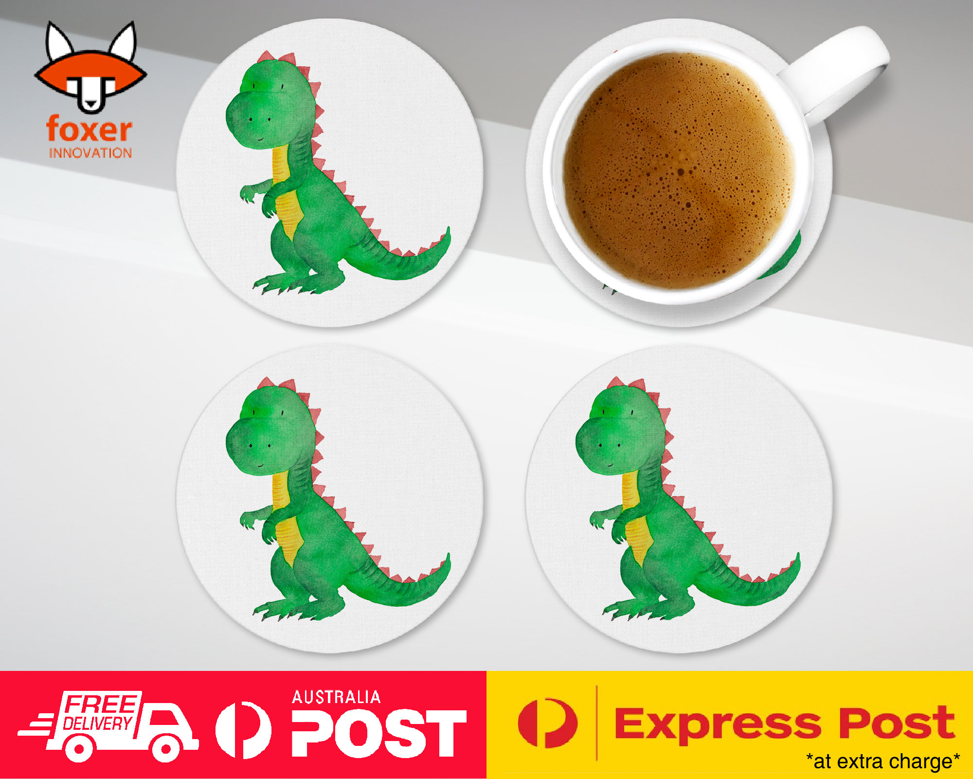 COASTER COFFEE DRINKING MAT|WATERCOLOR DINOSAUR