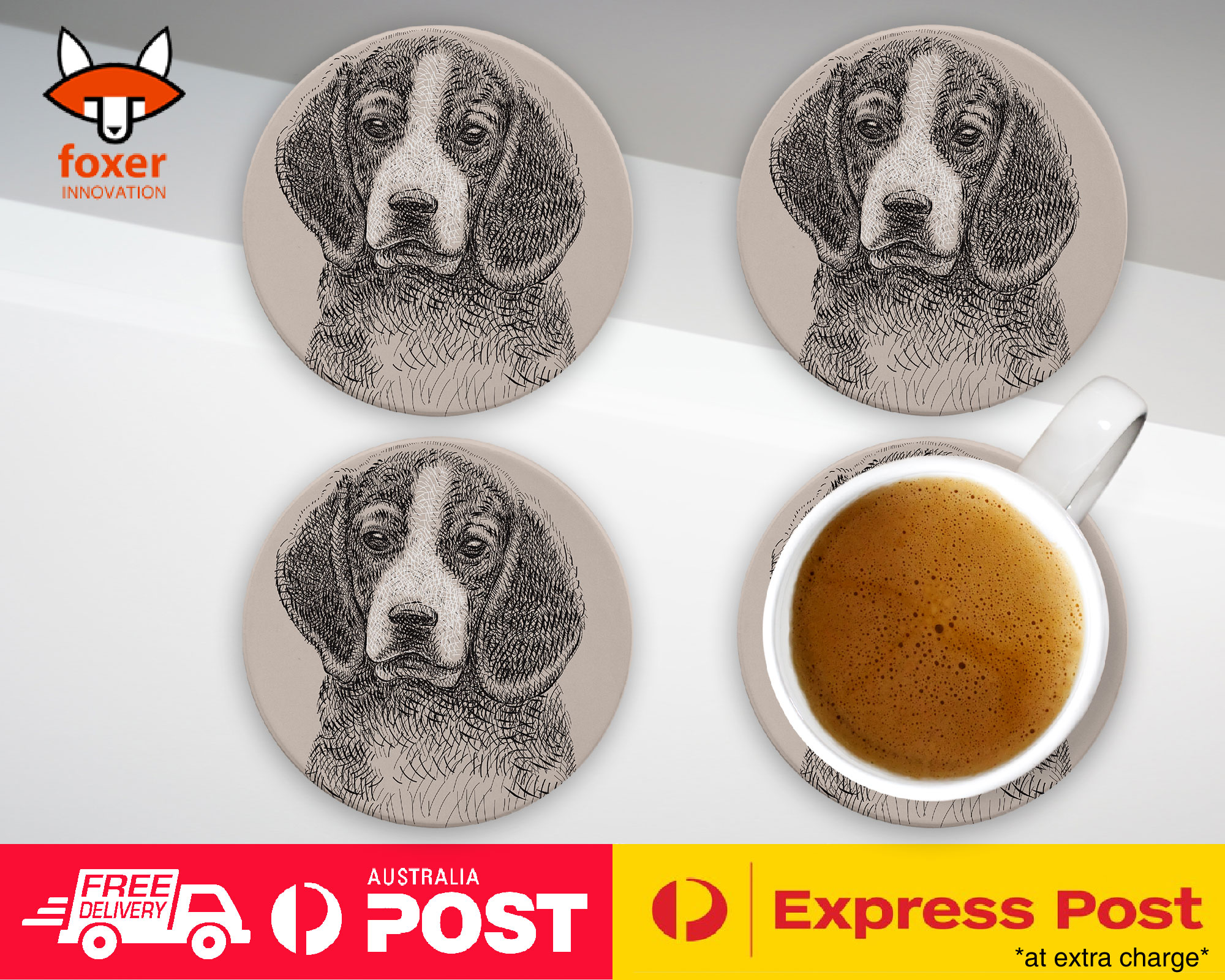 COASTER COFFEE DRINKING MAT|BEAGLE DOG 8