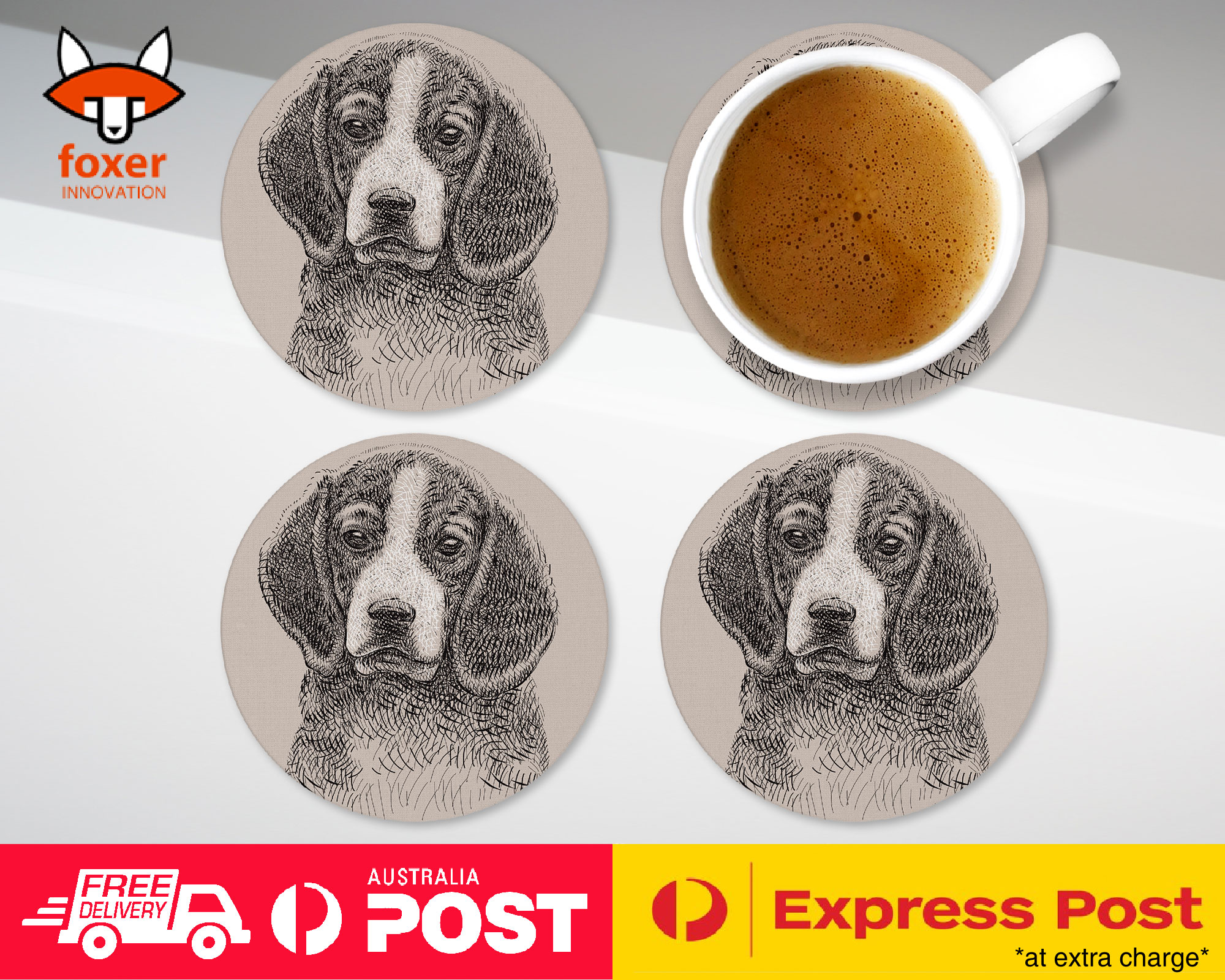 COASTER COFFEE DRINKING MAT|BEAGLE DOG 8