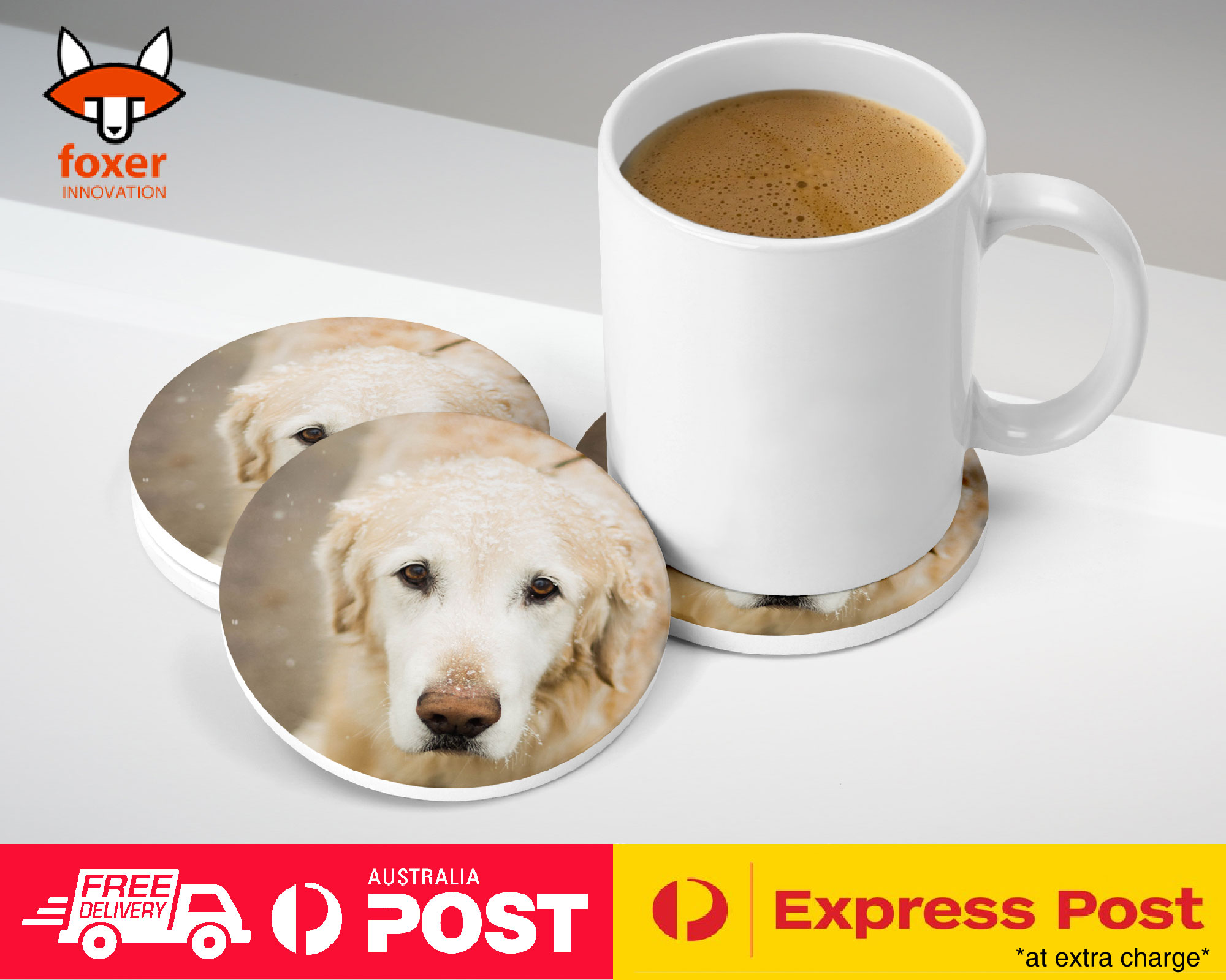 COASTER COFFEE DRINKING MAT|GOLDEN RETRIEVER DOG 4 - Foto 10 di 21