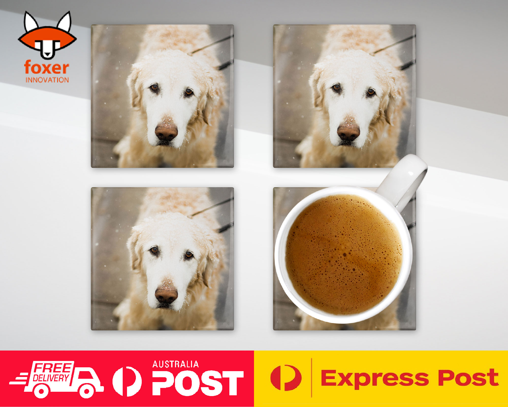 COASTER COFFEE DRINKING MAT|GOLDEN RETRIEVER DOG 4 - Foto 19 di 21