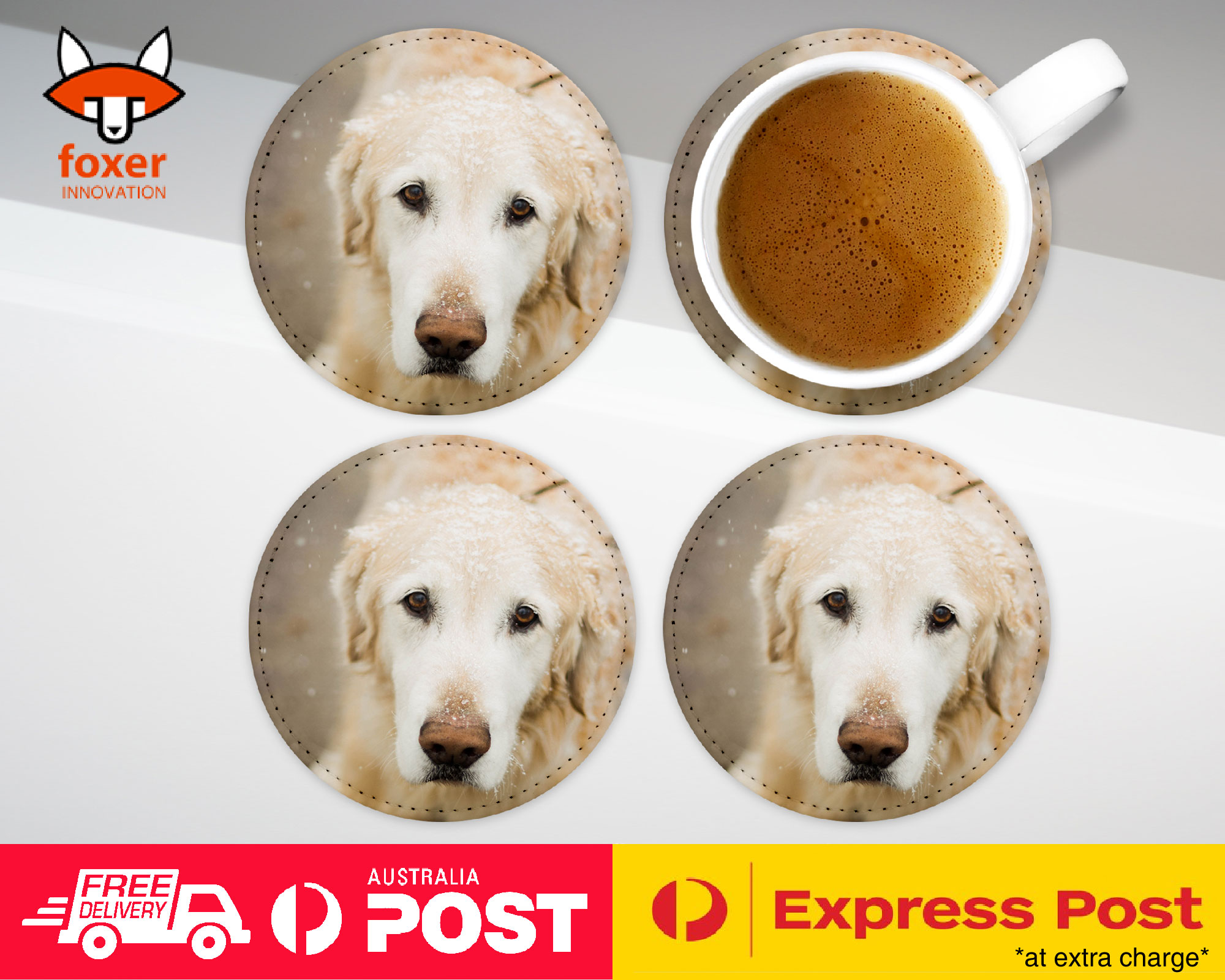 COASTER COFFEE DRINKING MAT|GOLDEN RETRIEVER DOG 4 - Foto 6 di 21
