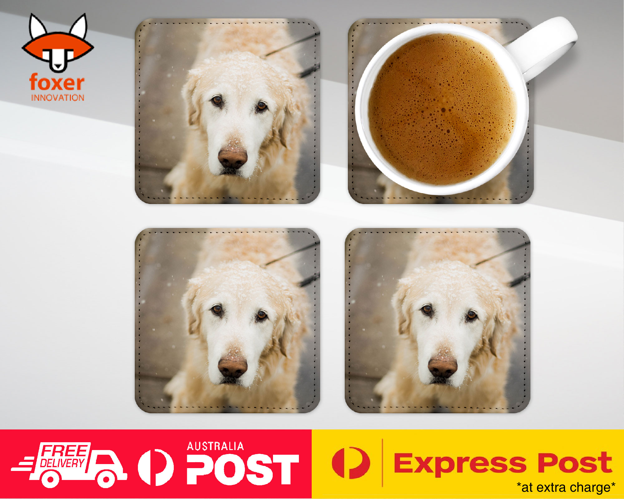 COASTER COFFEE DRINKING MAT|GOLDEN RETRIEVER DOG 4 - Foto 16 di 21