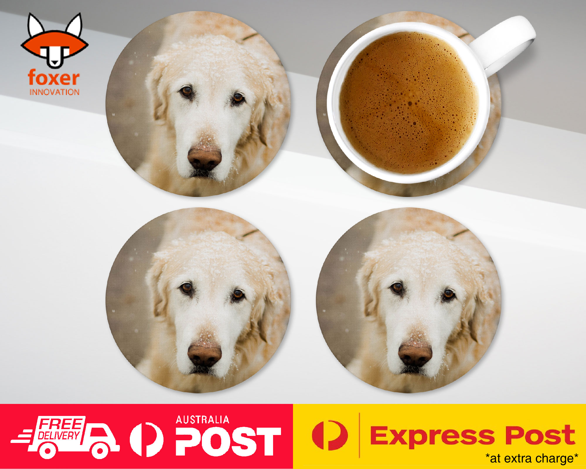 COASTER COFFEE DRINKING MAT|GOLDEN RETRIEVER DOG 4 - Foto 3 di 21