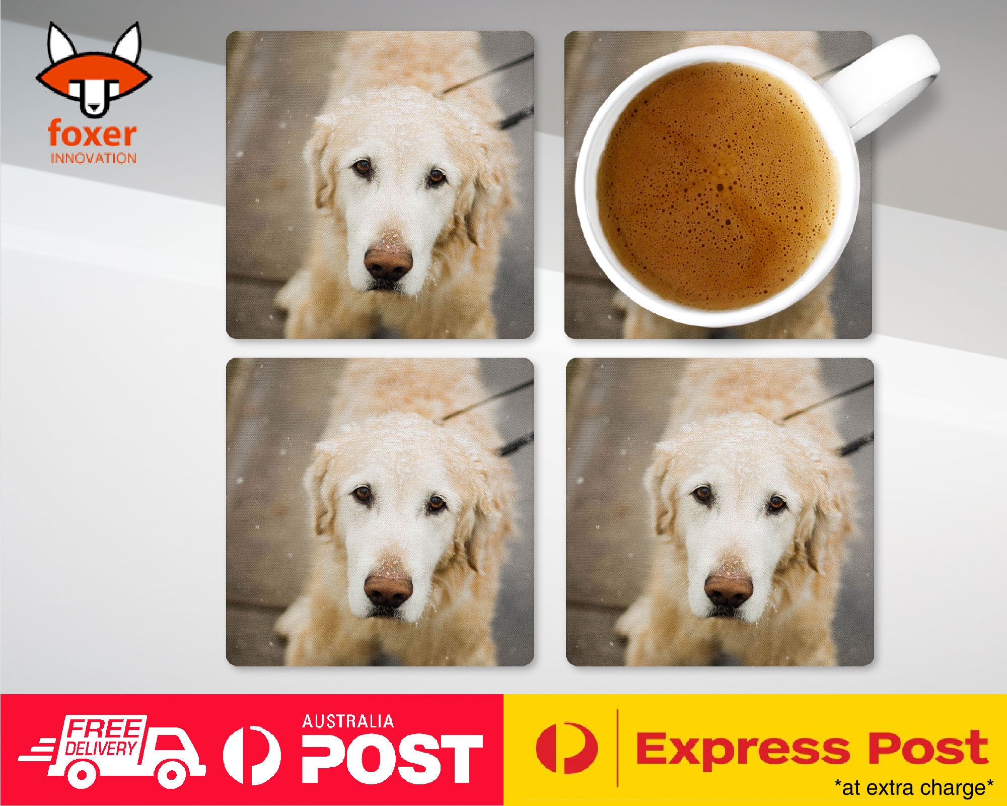 COASTER COFFEE DRINKING MAT|GOLDEN RETRIEVER DOG 4 - Foto 13 di 21