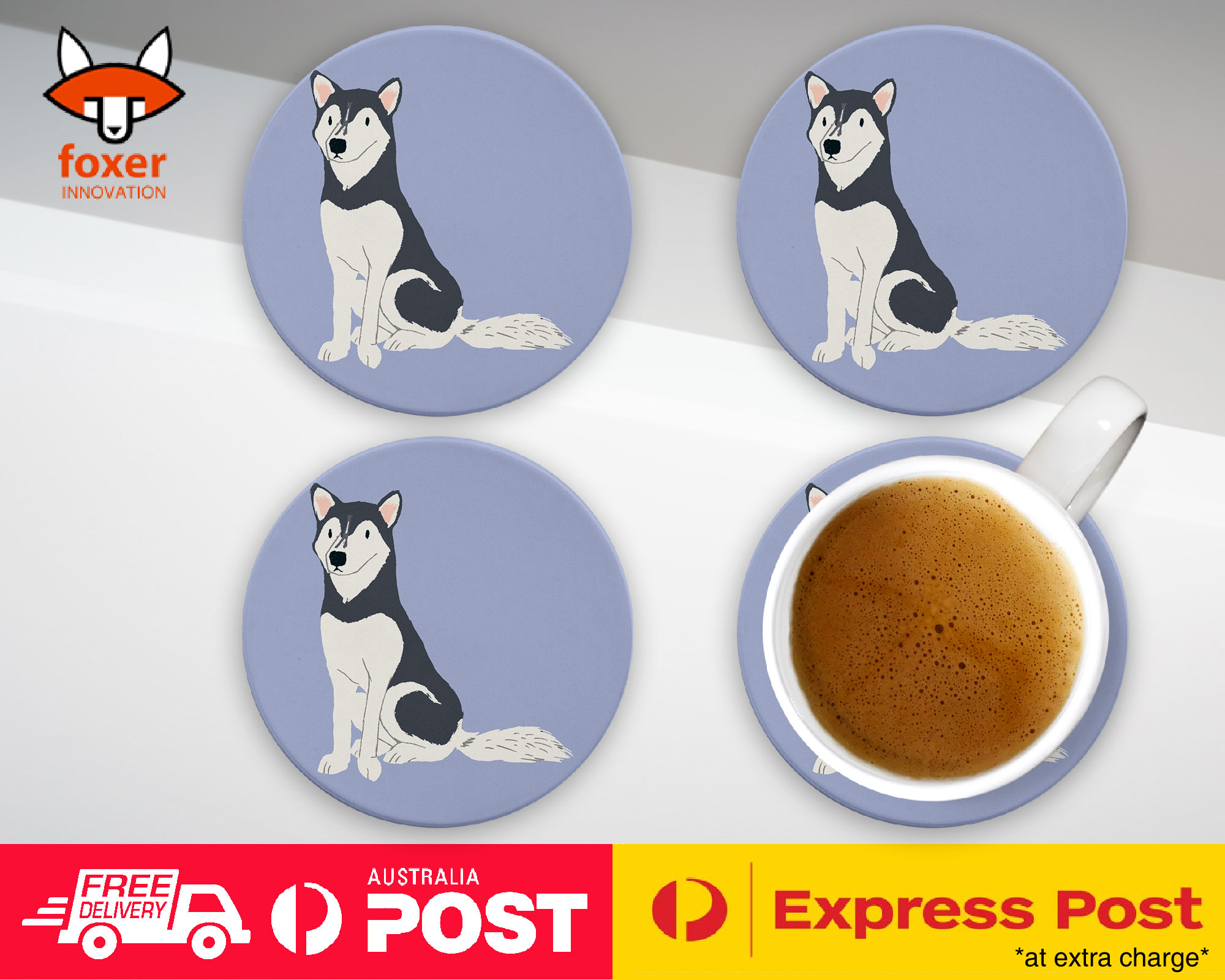 COASTER COFFEE DRINKING MAT|SIBERIAN HUSKY DOG 2
