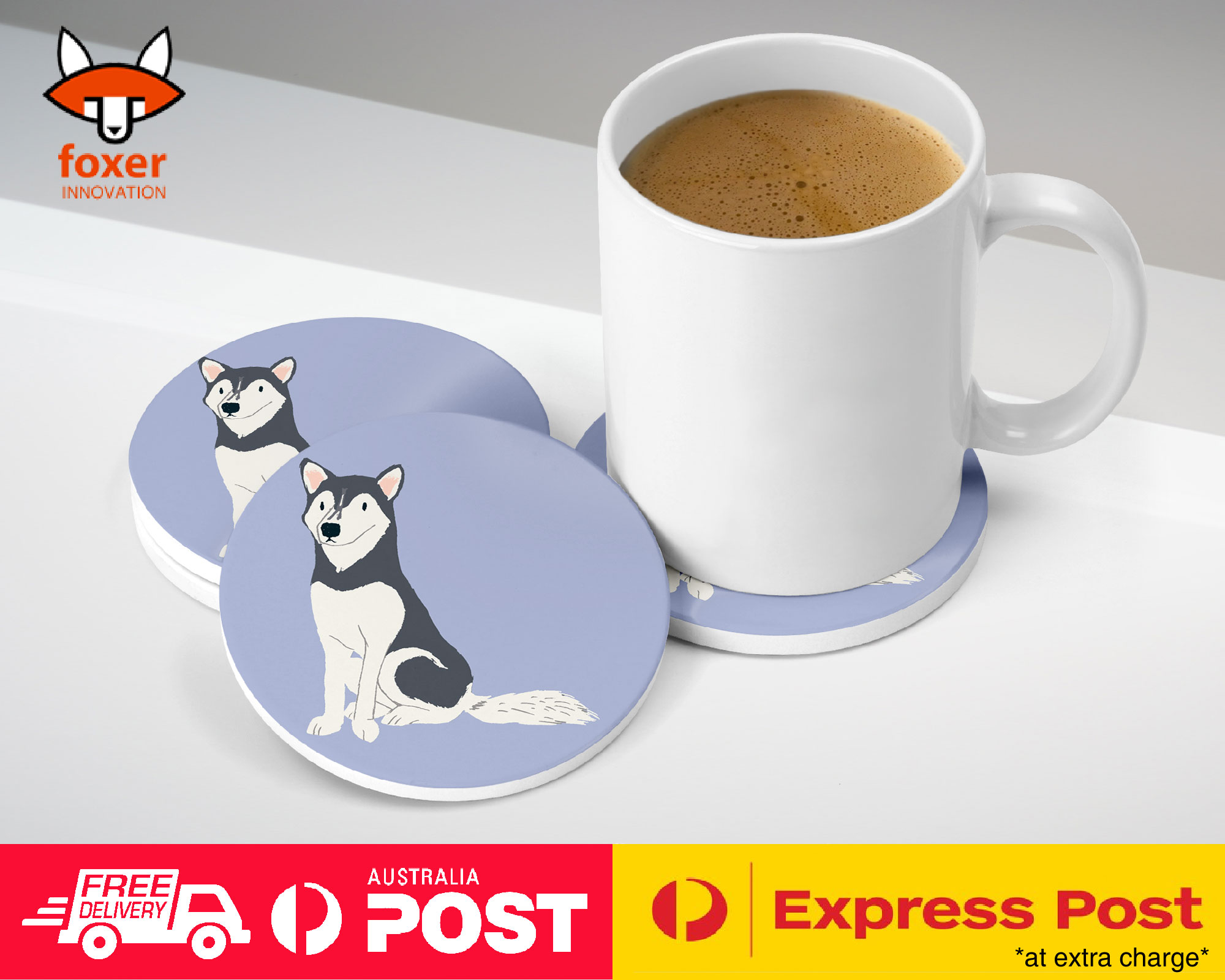 COASTER COFFEE DRINKING MAT|SIBERIAN HUSKY DOG 2
