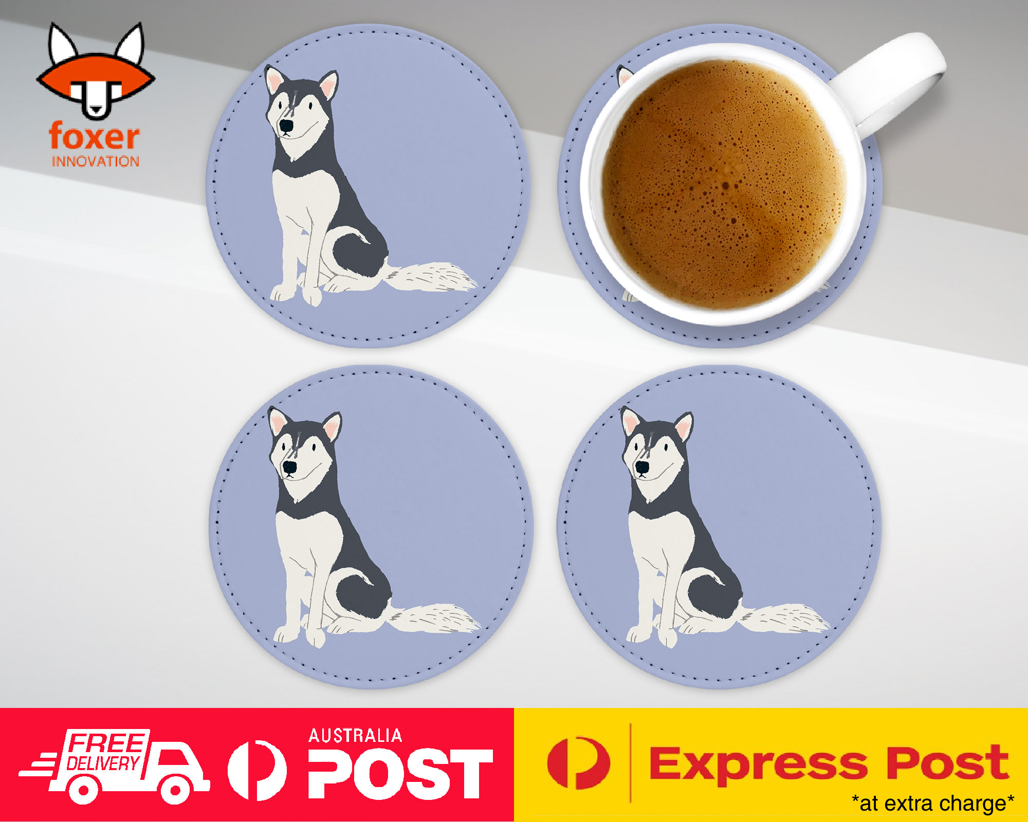 COASTER COFFEE DRINKING MAT|SIBERIAN HUSKY DOG 2