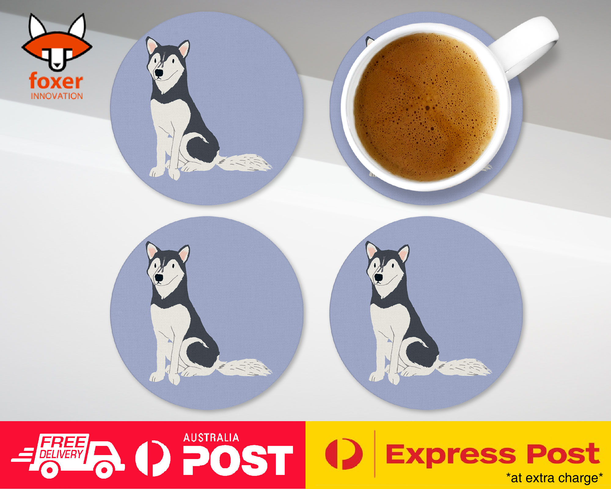 COASTER COFFEE DRINKING MAT|SIBERIAN HUSKY DOG 2