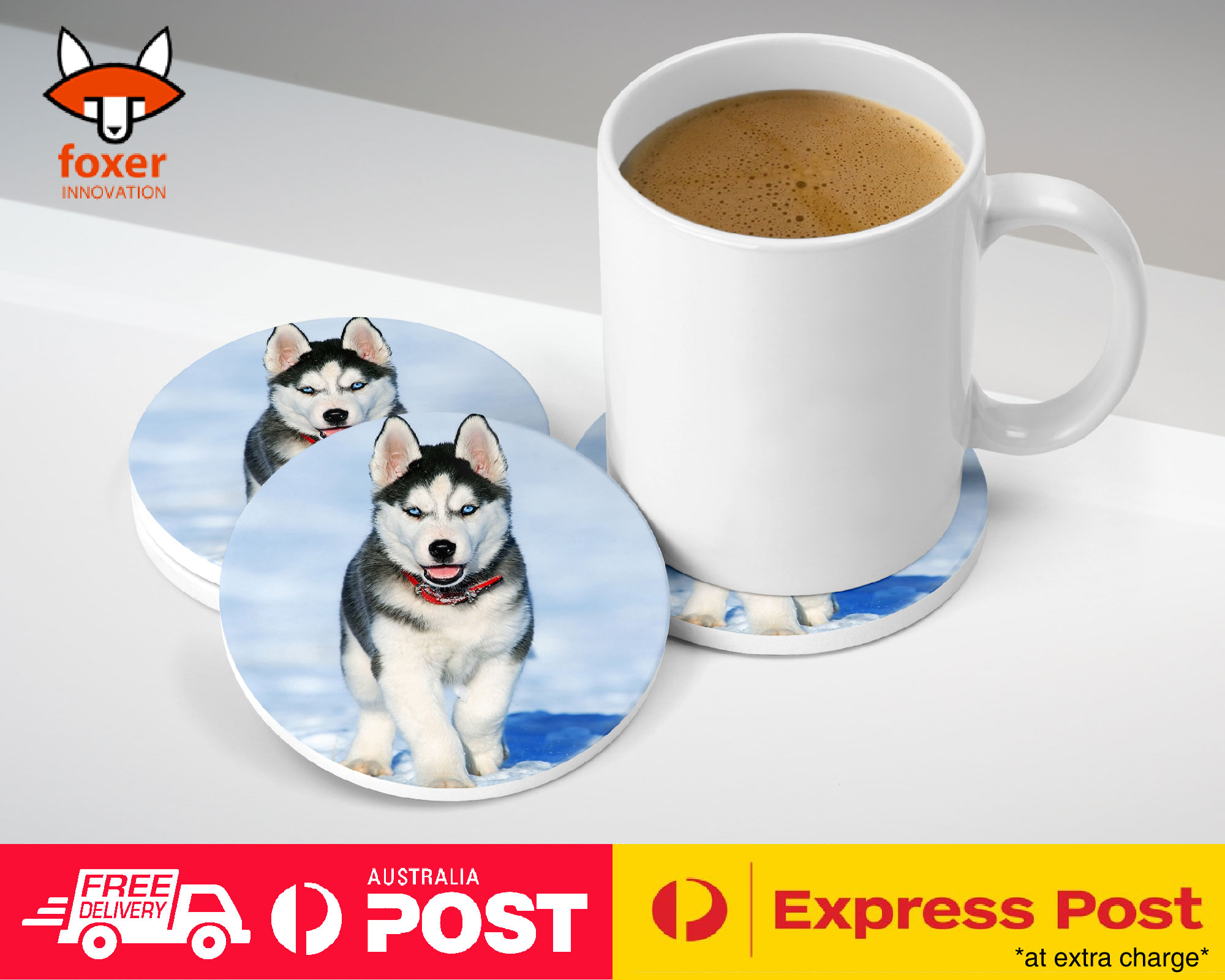 COASTER COFFEE DRINKING MAT|SIBERIAN HUSKY DOG 3