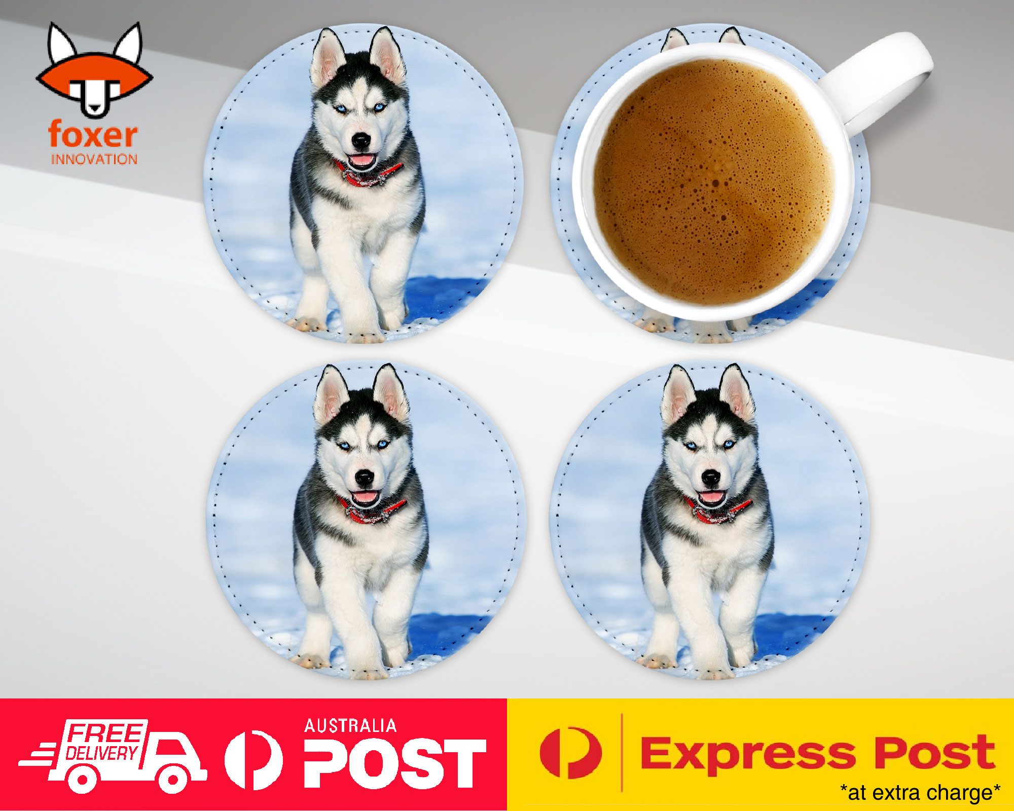 COASTER COFFEE DRINKING MAT|SIBERIAN HUSKY DOG 3
