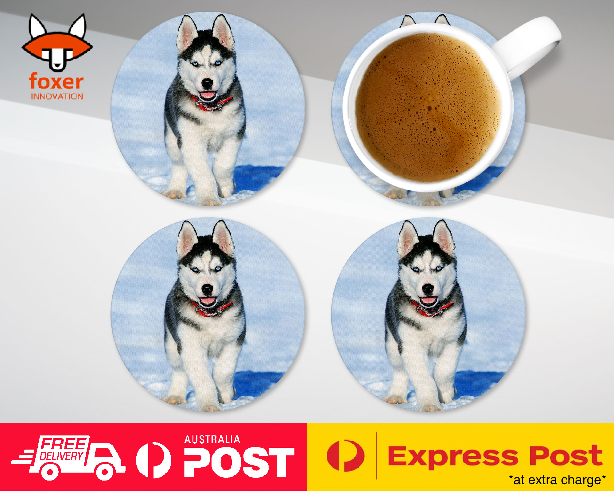 COASTER COFFEE DRINKING MAT|SIBERIAN HUSKY DOG 3