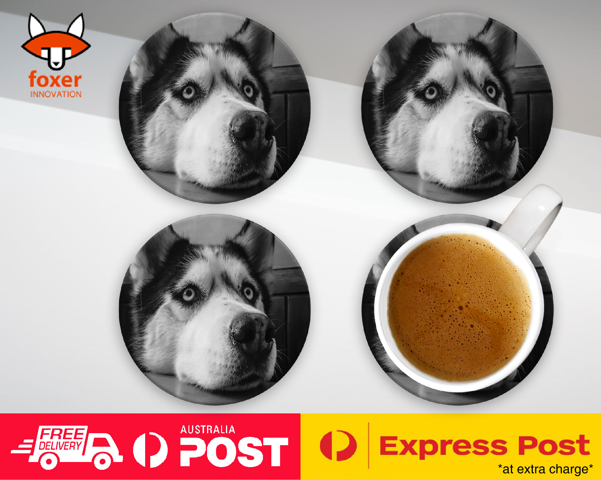 COASTER COFFEE DRINKING MAT|SIBERIAN HUSKY DOG 5