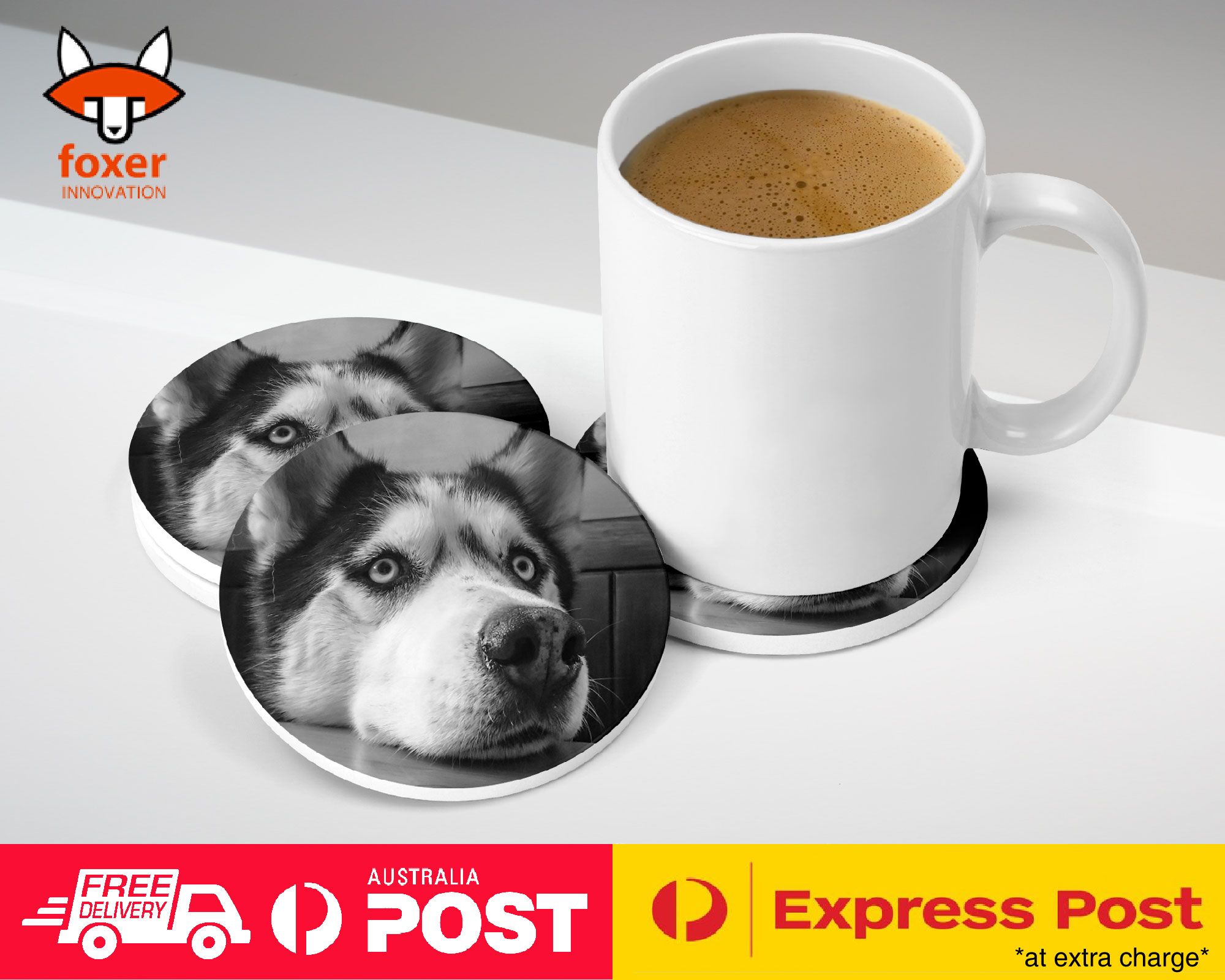 COASTER COFFEE DRINKING MAT|SIBERIAN HUSKY DOG 5