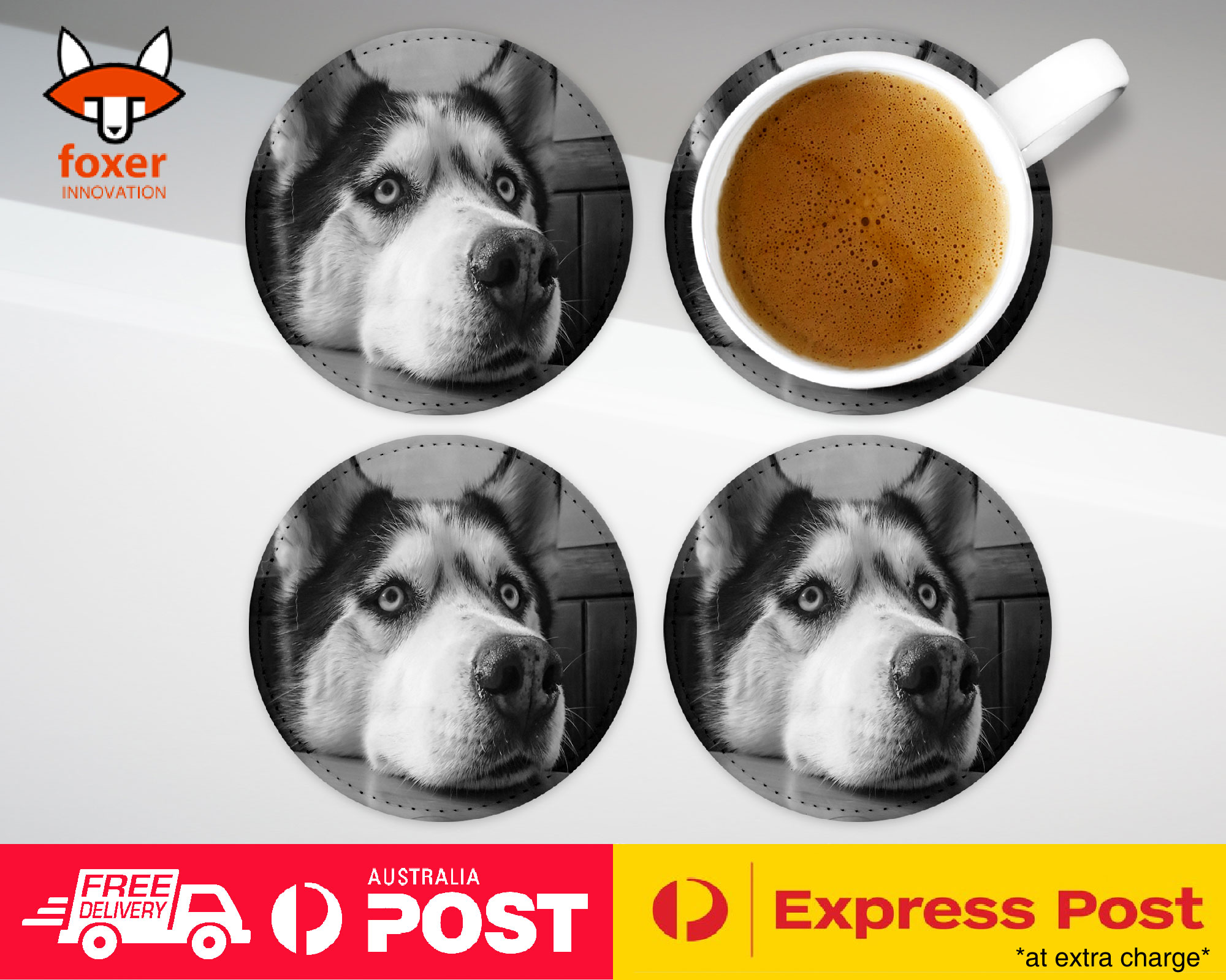COASTER COFFEE DRINKING MAT|SIBERIAN HUSKY DOG 5
