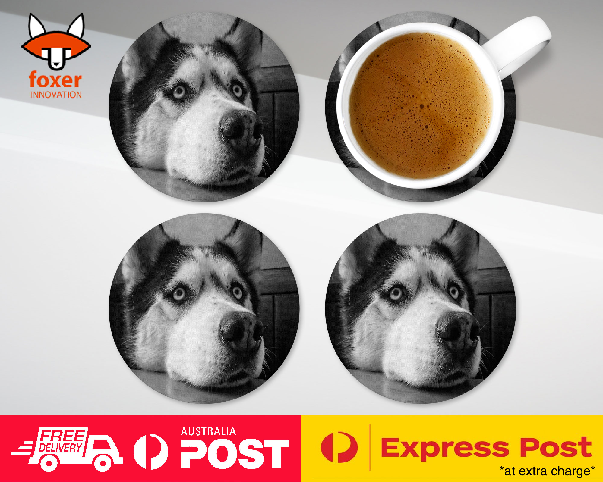 COASTER COFFEE DRINKING MAT|SIBERIAN HUSKY DOG 5